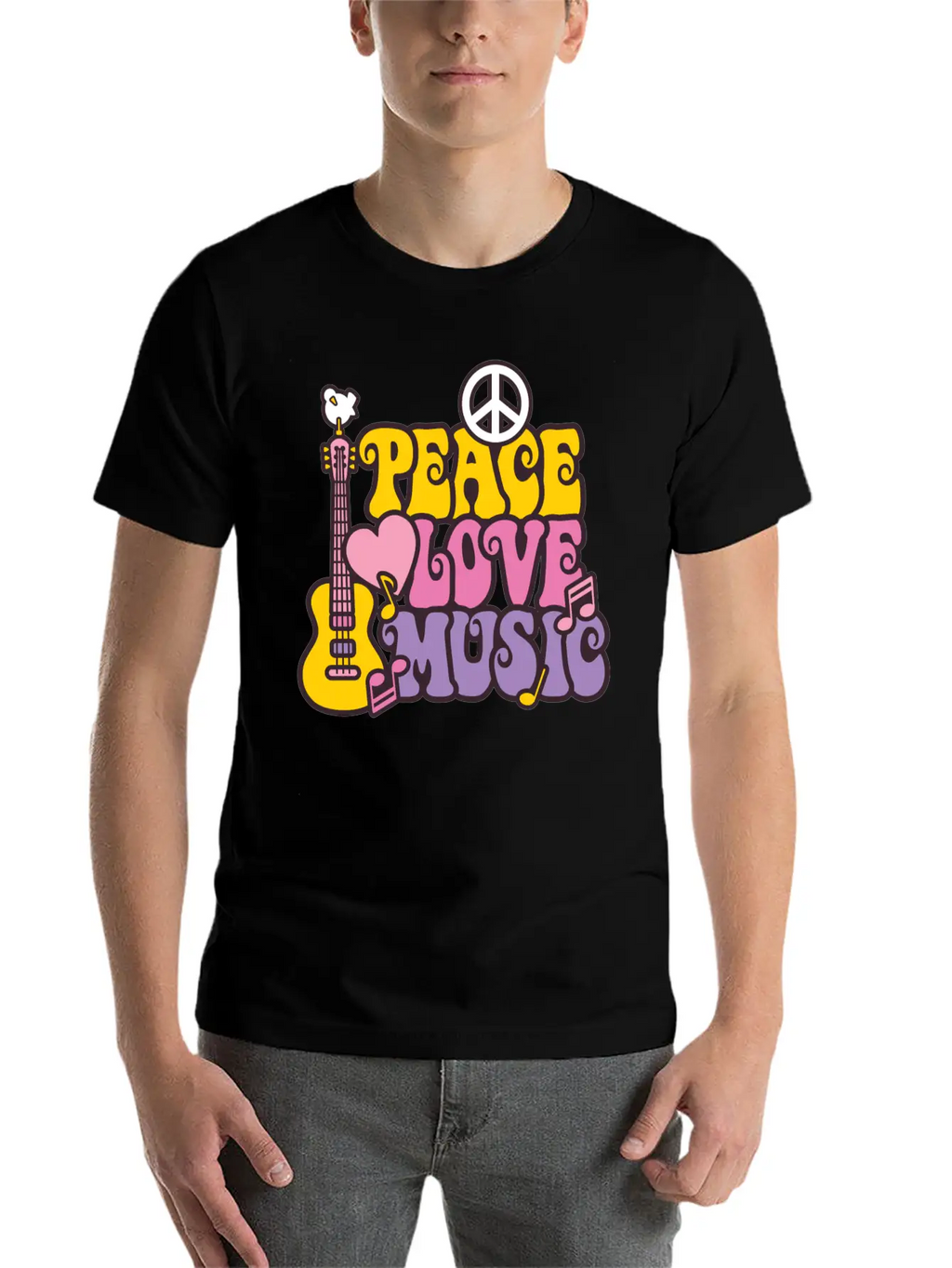 Peace Love Music Breathable Soft Cotton T-Shirt – Timeless Casual Look