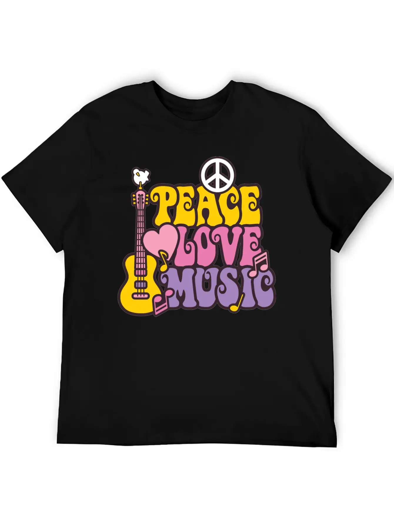 Peace Love Music Breathable Soft Cotton T-Shirt – Timeless Casual Look