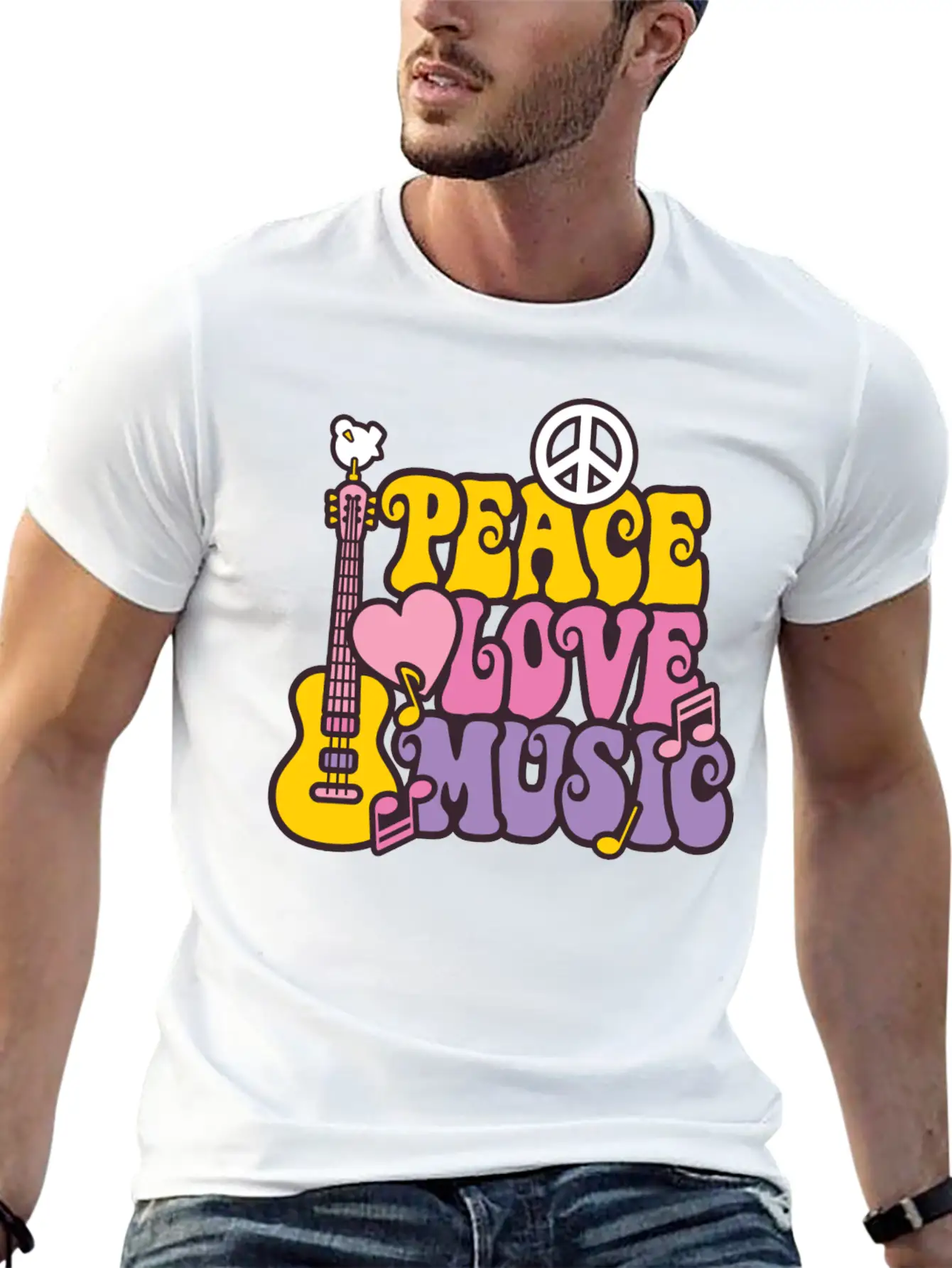 Peace Love Music Unisex Casual T-Shirt – Clean Design For Daily Comfort