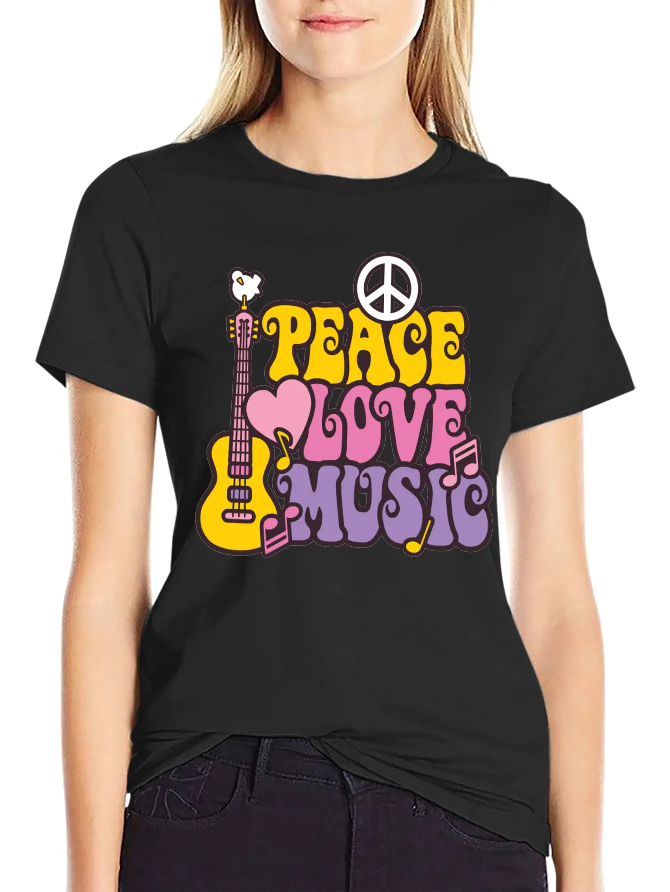 Peace Love Music Unisex Casual T-Shirt – Clean Design For Daily Comfort
