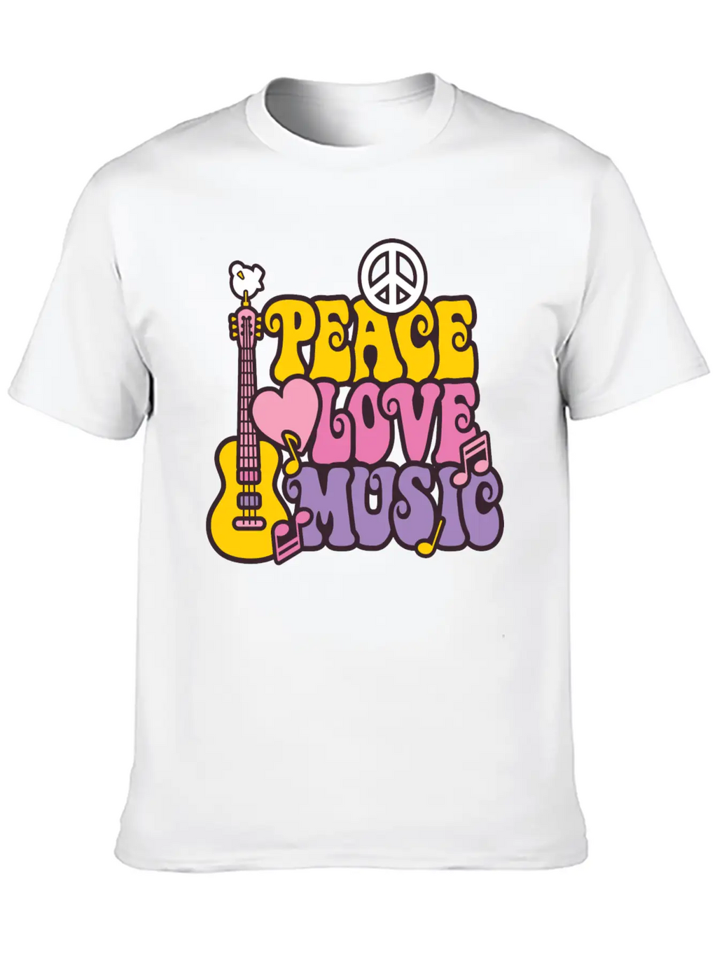 Peace Love Music Unisex Casual T-Shirt – Clean Design For Daily Comfort
