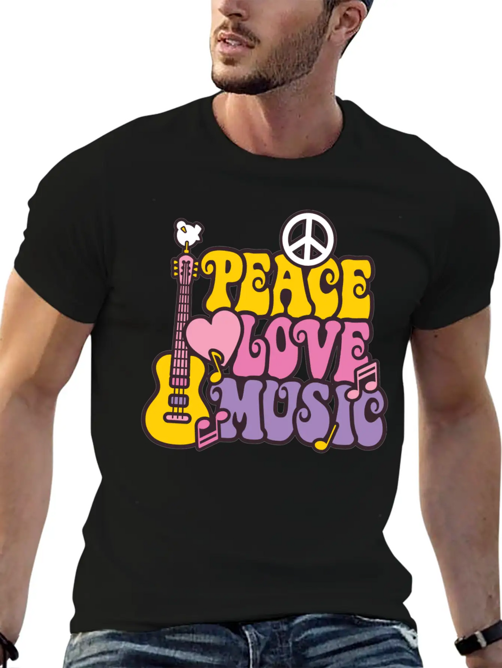 Peace Love Music Unisex Casual T-Shirt – Clean Design For Daily Comfort