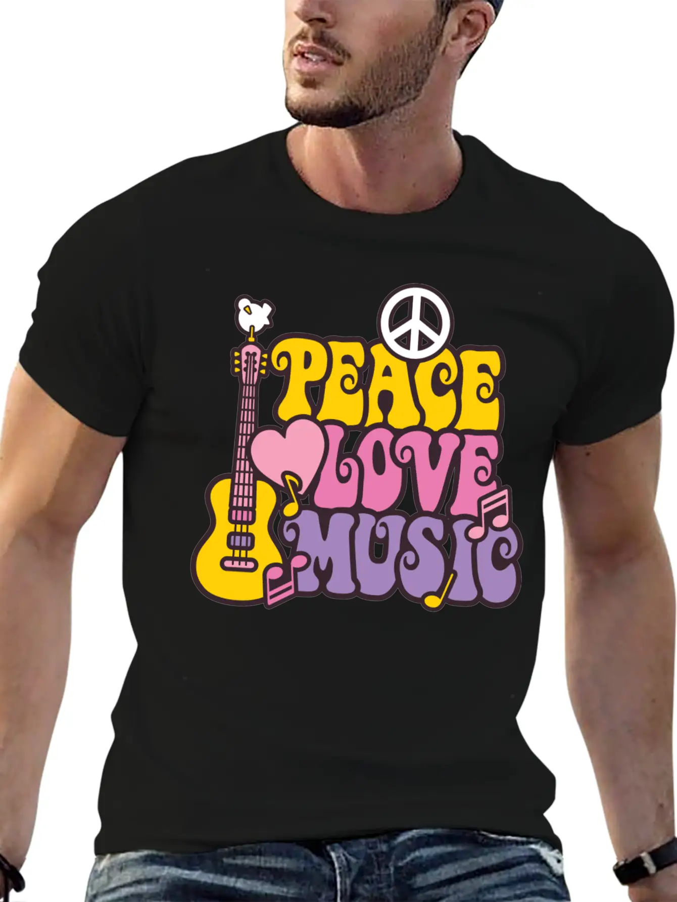 Peace Love Music Unisex Casual T-Shirt – Clean Design For Daily Comfort
