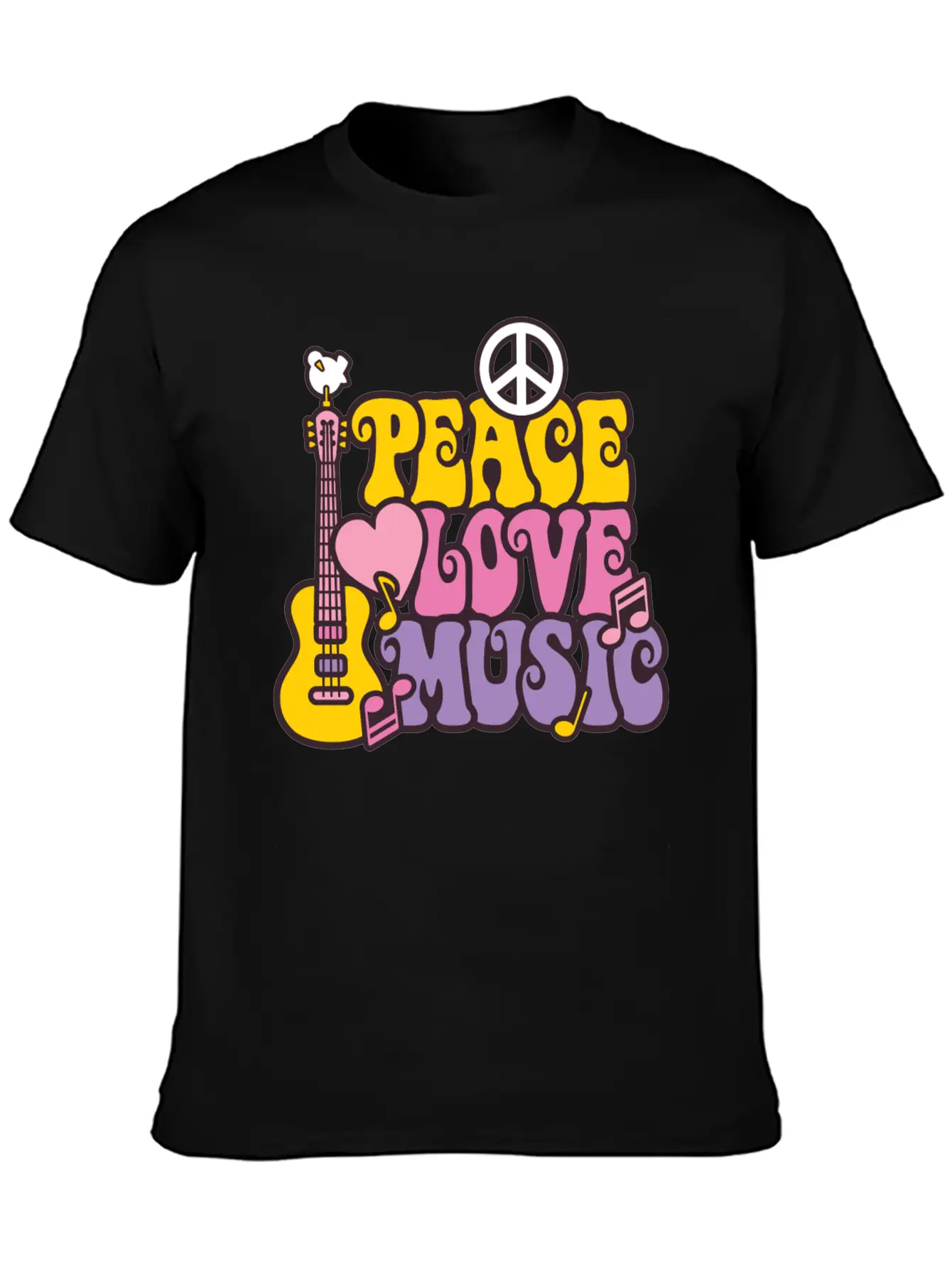 Peace Love Music Unisex Casual T-Shirt – Clean Design For Daily Comfort