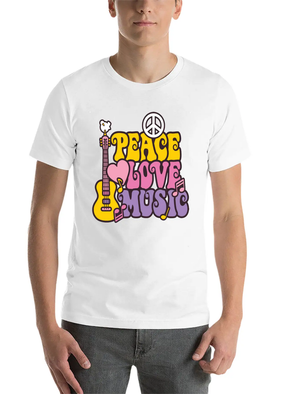 Peace Love Music Unisex Casual T-Shirt – Clean Design For Daily Comfort