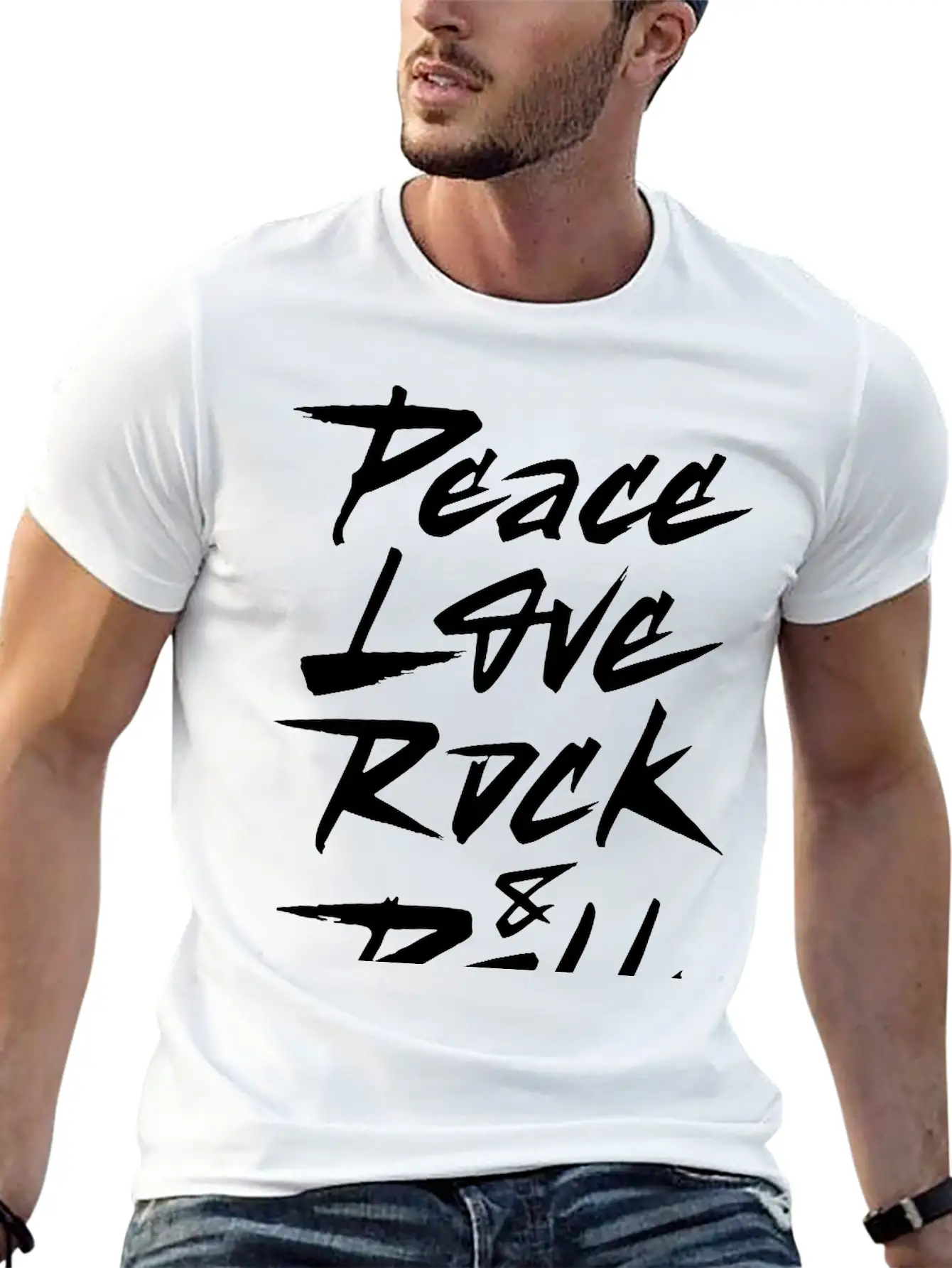 Peace Love Rock And Roll Breathable Soft Cotton T-Shirt – Timeless Casual Look
