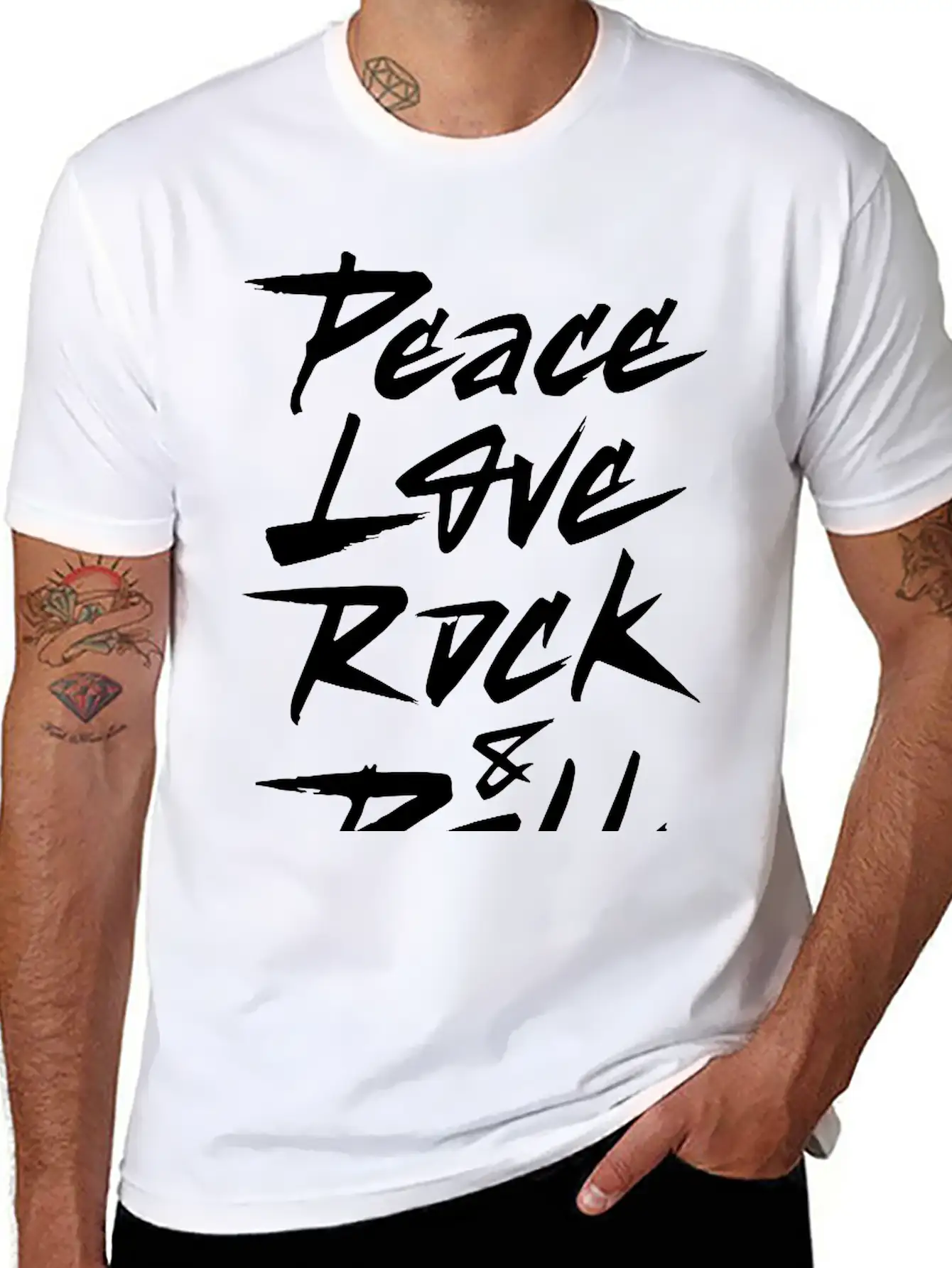 Peace Love Rock And Roll Breathable Soft Cotton T-Shirt – Timeless Casual Look