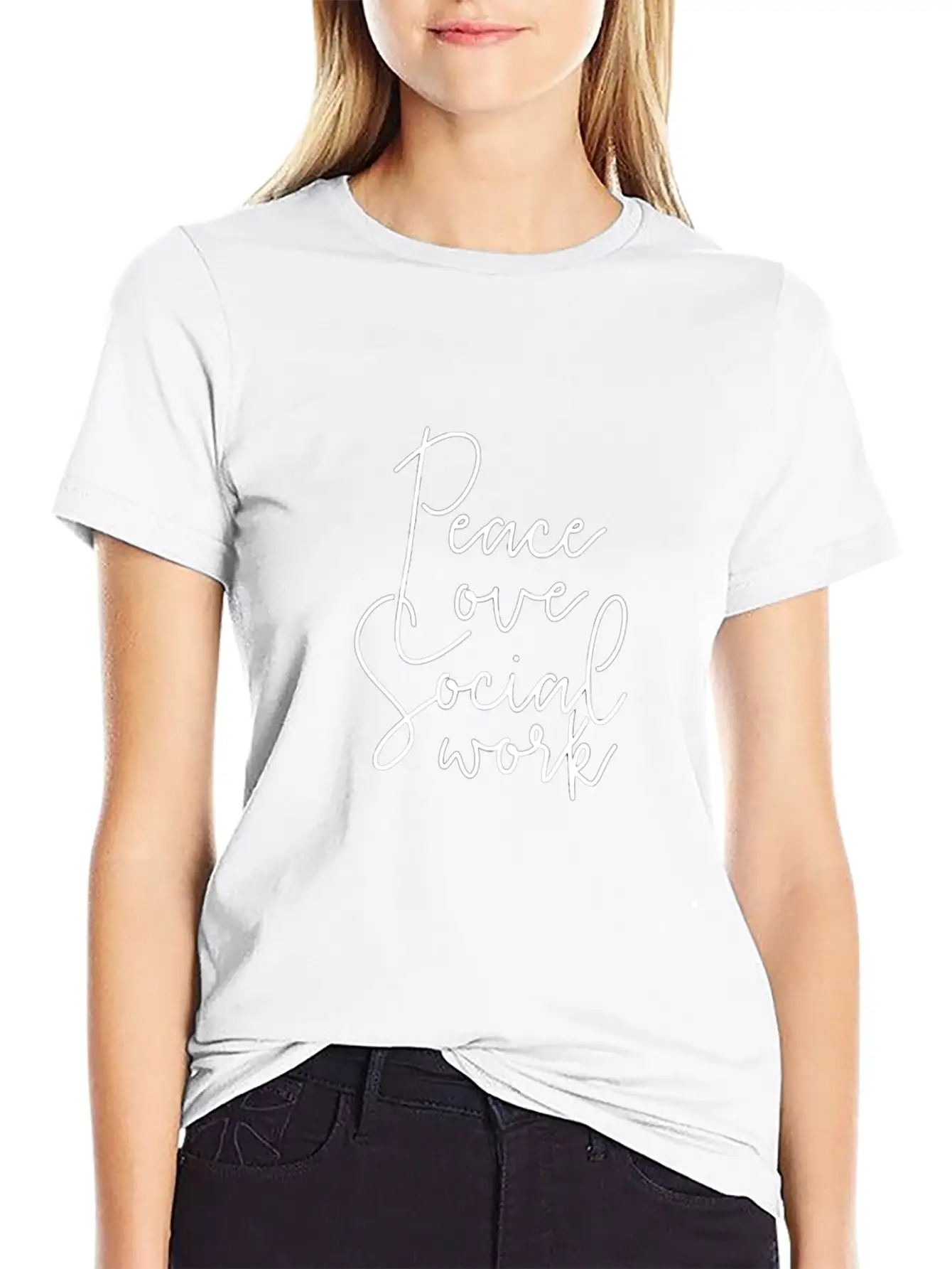 Peace Love Social Work Appreciation Self Care Gift Unisex Casual T-Shirt – Clean Design For Daily Comfort