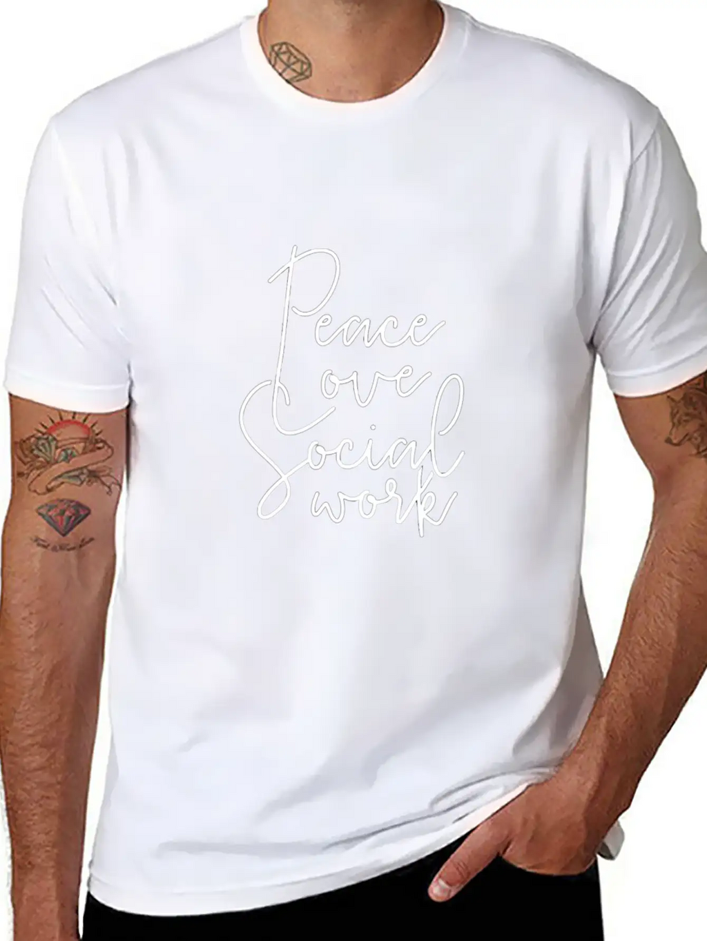 Peace Love Social Work Appreciation Self Care Gift Unisex Casual T-Shirt – Clean Design For Daily Comfort