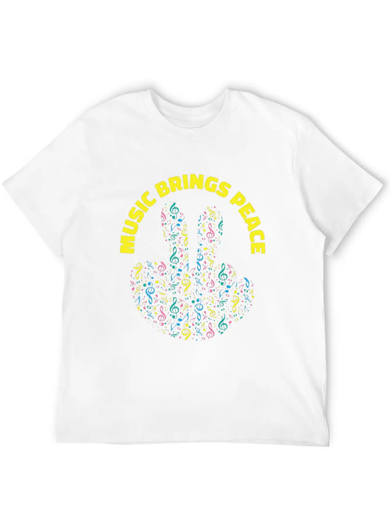 Peace Lover Music Notes Musician Peace Sign Music Stylish Everyday T-Shirt – Unisex Basic Cotton Tee