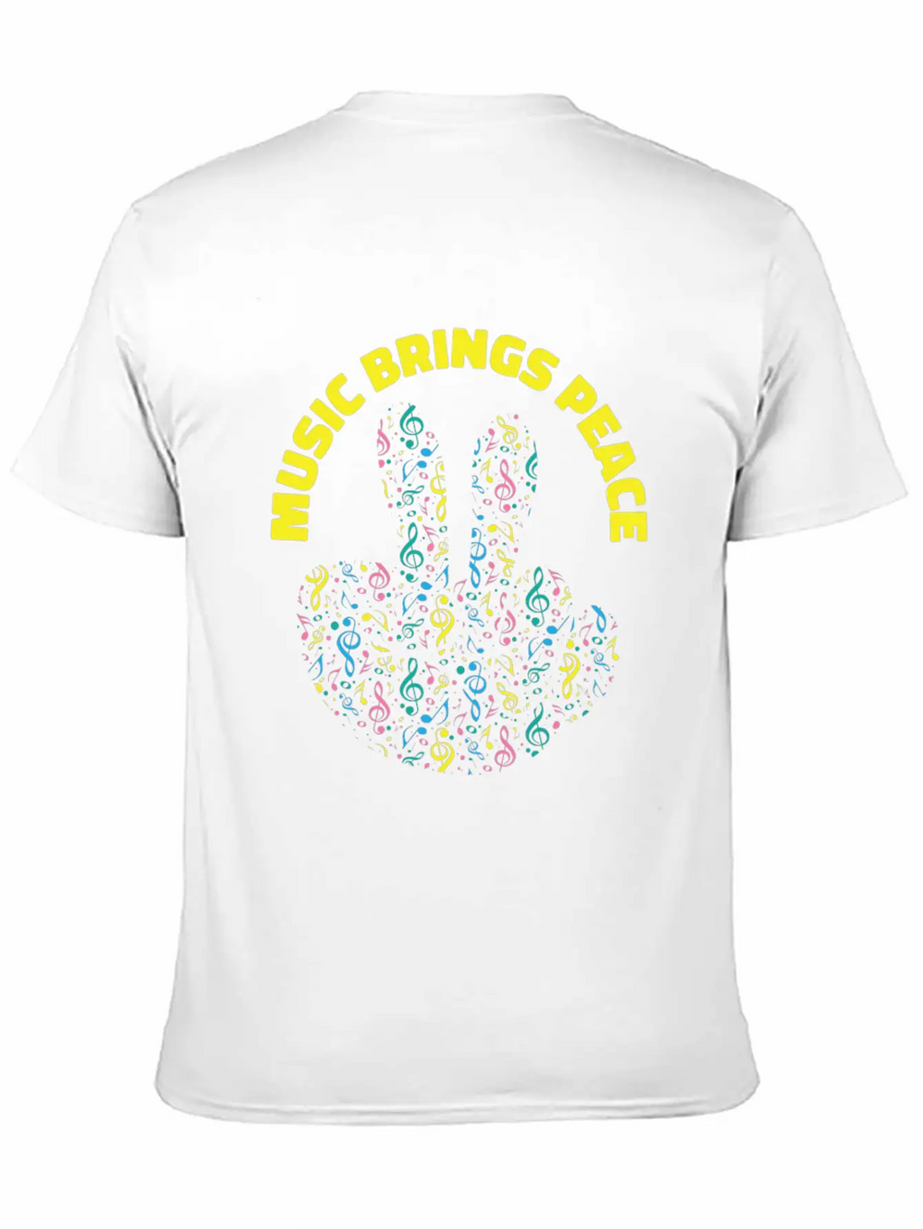 Peace Lover Music Notes Musician Peace Sign Music Stylish Everyday T-Shirt – Unisex Basic Cotton Tee