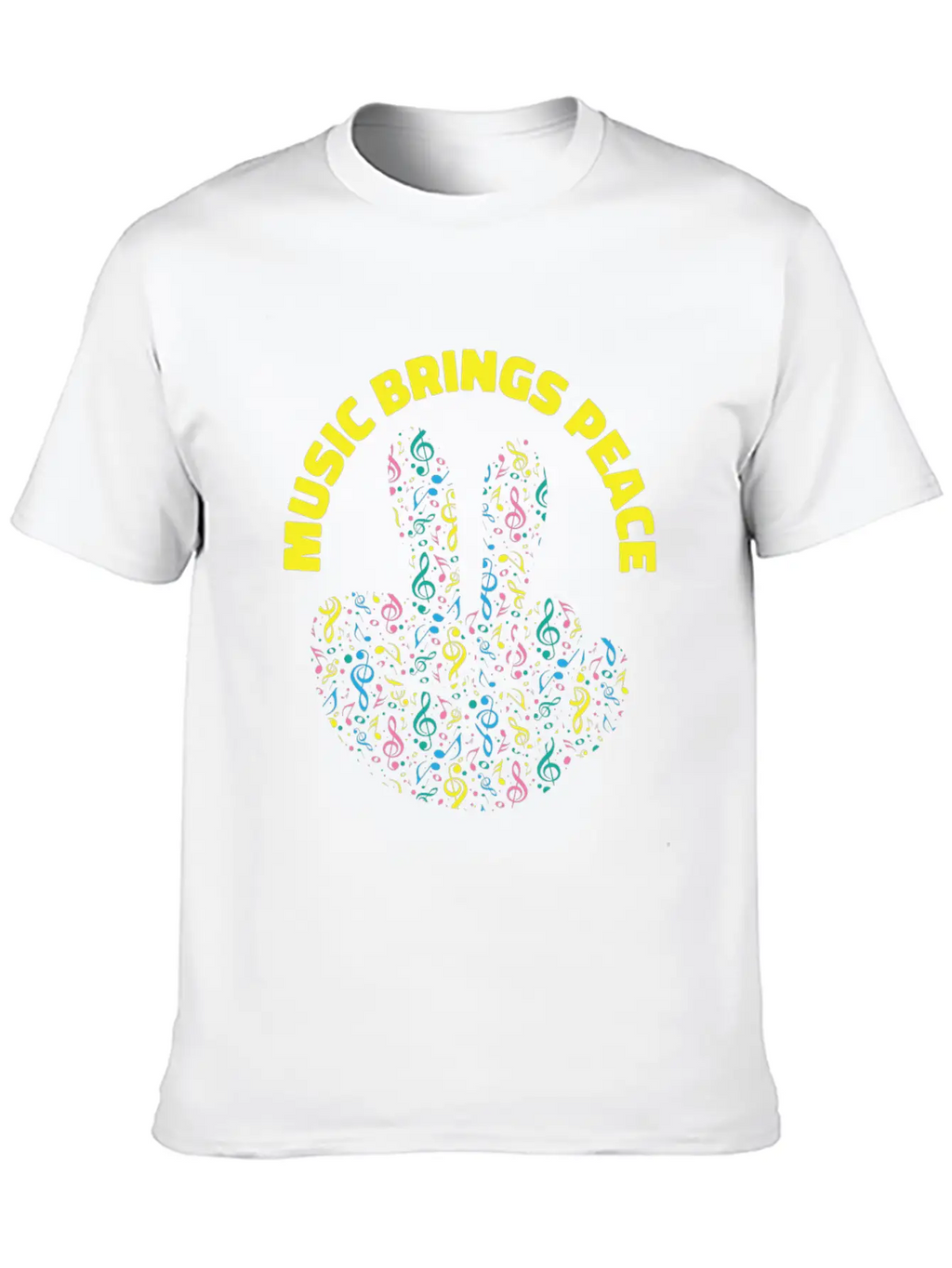 Peace Lover Music Notes Musician Peace Sign Music Stylish Everyday T-Shirt – Unisex Basic Cotton Tee