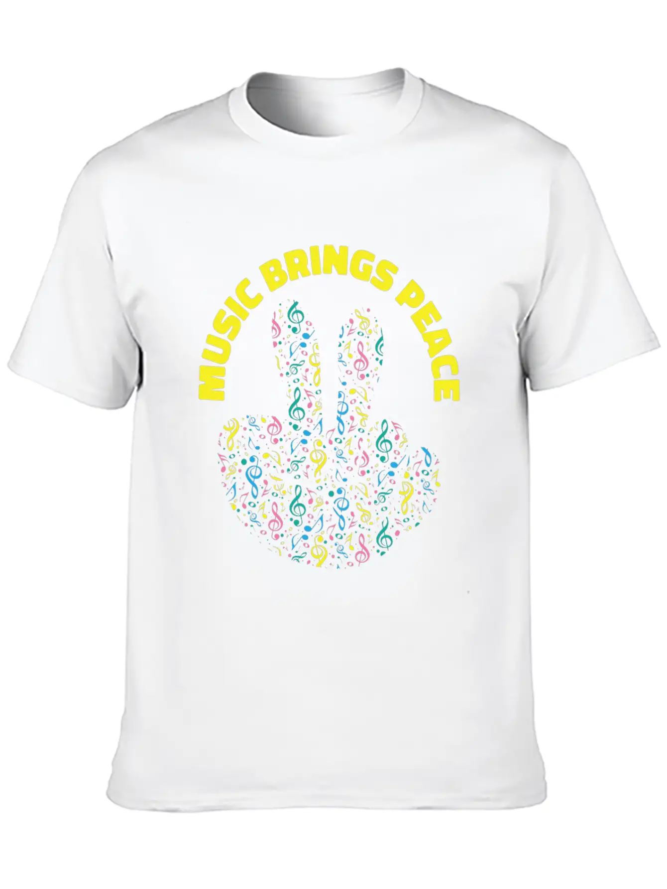 Peace Lover Music Notes Musician Peace Sign Music Stylish Everyday T-Shirt – Unisex Basic Cotton Tee