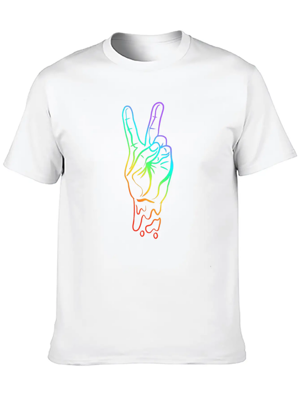 Peace Peace Hand Sign Rainbow Colors Breathable Soft Cotton T-Shirt – Timeless Casual Look
