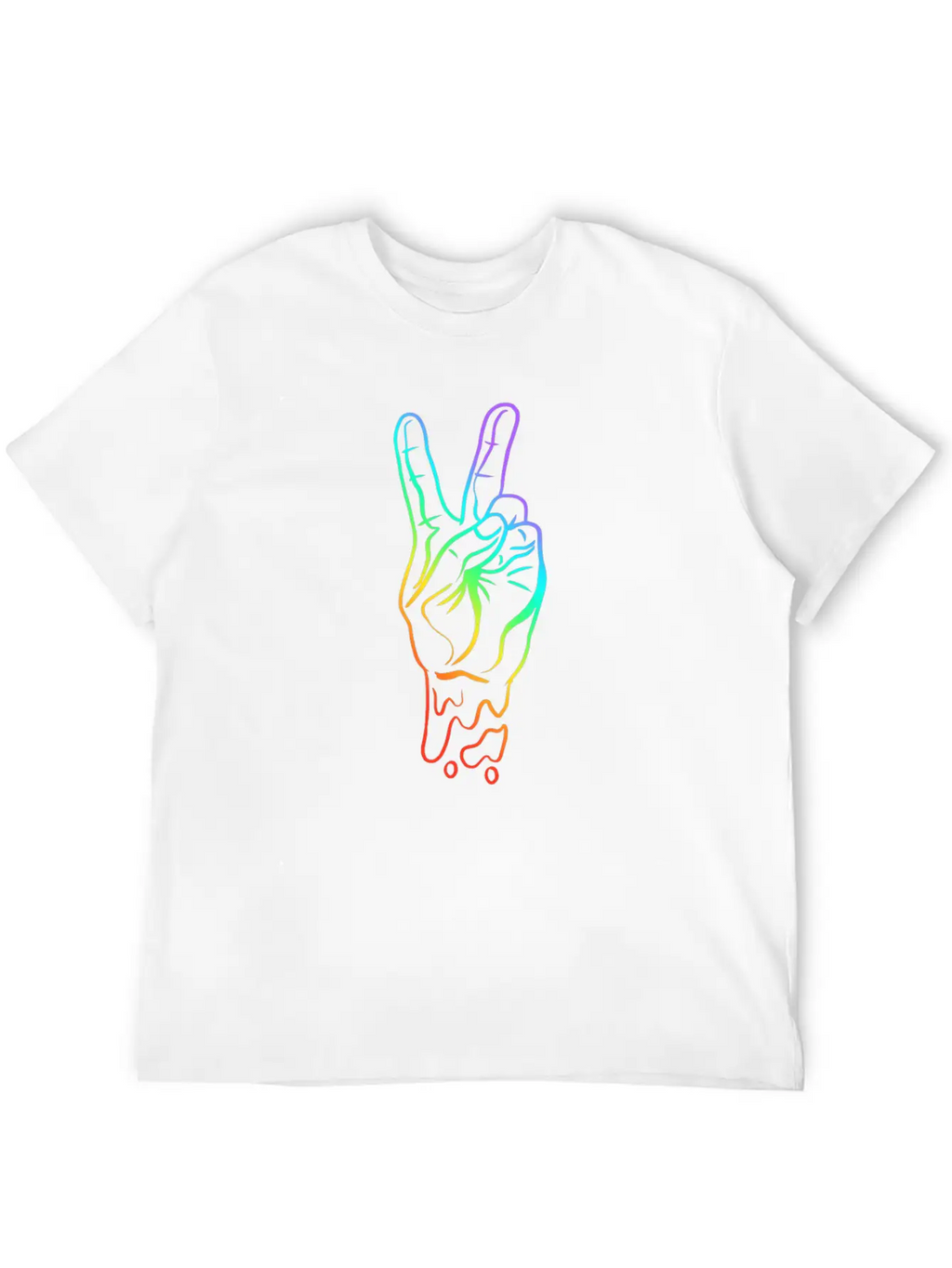 Peace Peace Hand Sign Rainbow Colors Breathable Soft Cotton T-Shirt – Timeless Casual Look