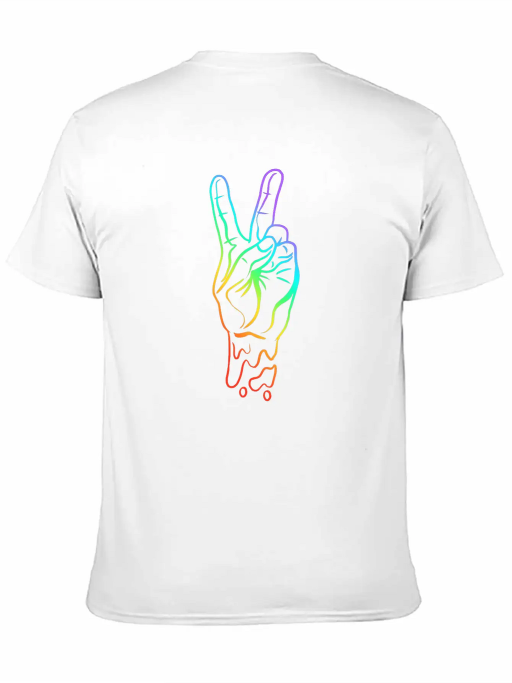 Peace Peace Hand Sign Rainbow Colors Breathable Soft Cotton T-Shirt – Timeless Casual Look
