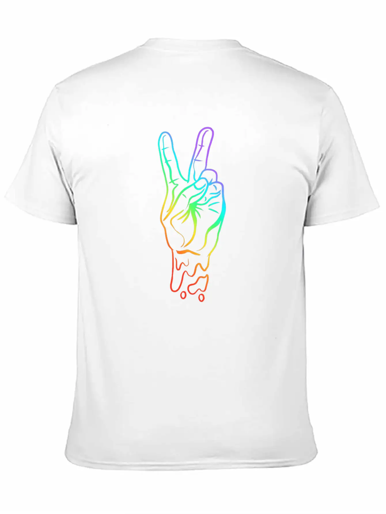 Peace Peace Hand Sign Rainbow Colors Breathable Soft Cotton T-Shirt – Timeless Casual Look