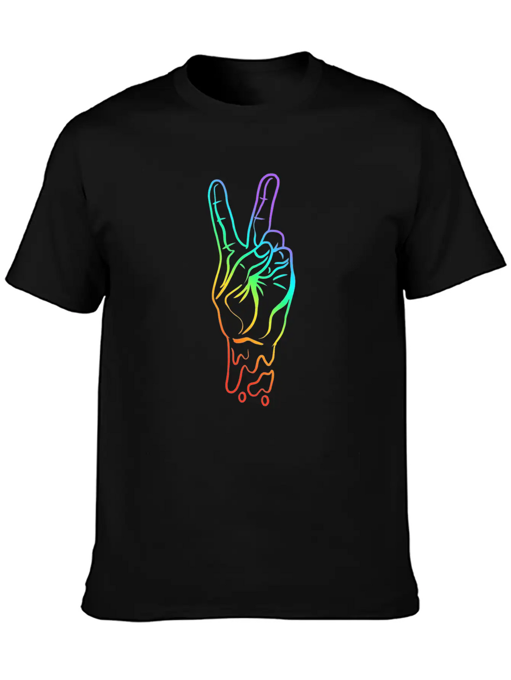 Peace Peace Hand Sign Rainbow Colors Breathable Soft Cotton T-Shirt – Timeless Casual Look