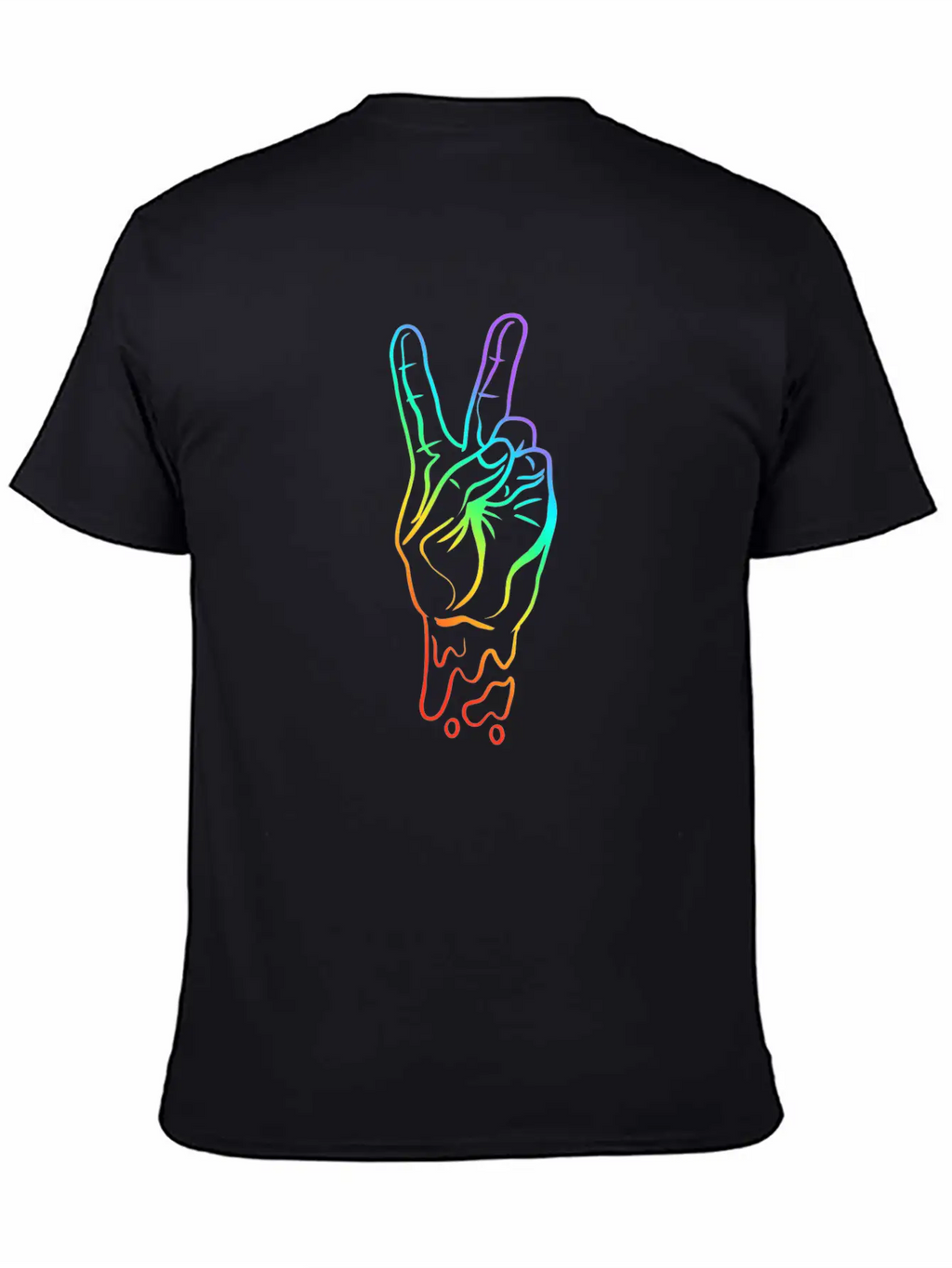 Peace Peace Hand Sign Rainbow Colors Breathable Soft Cotton T-Shirt – Timeless Casual Look