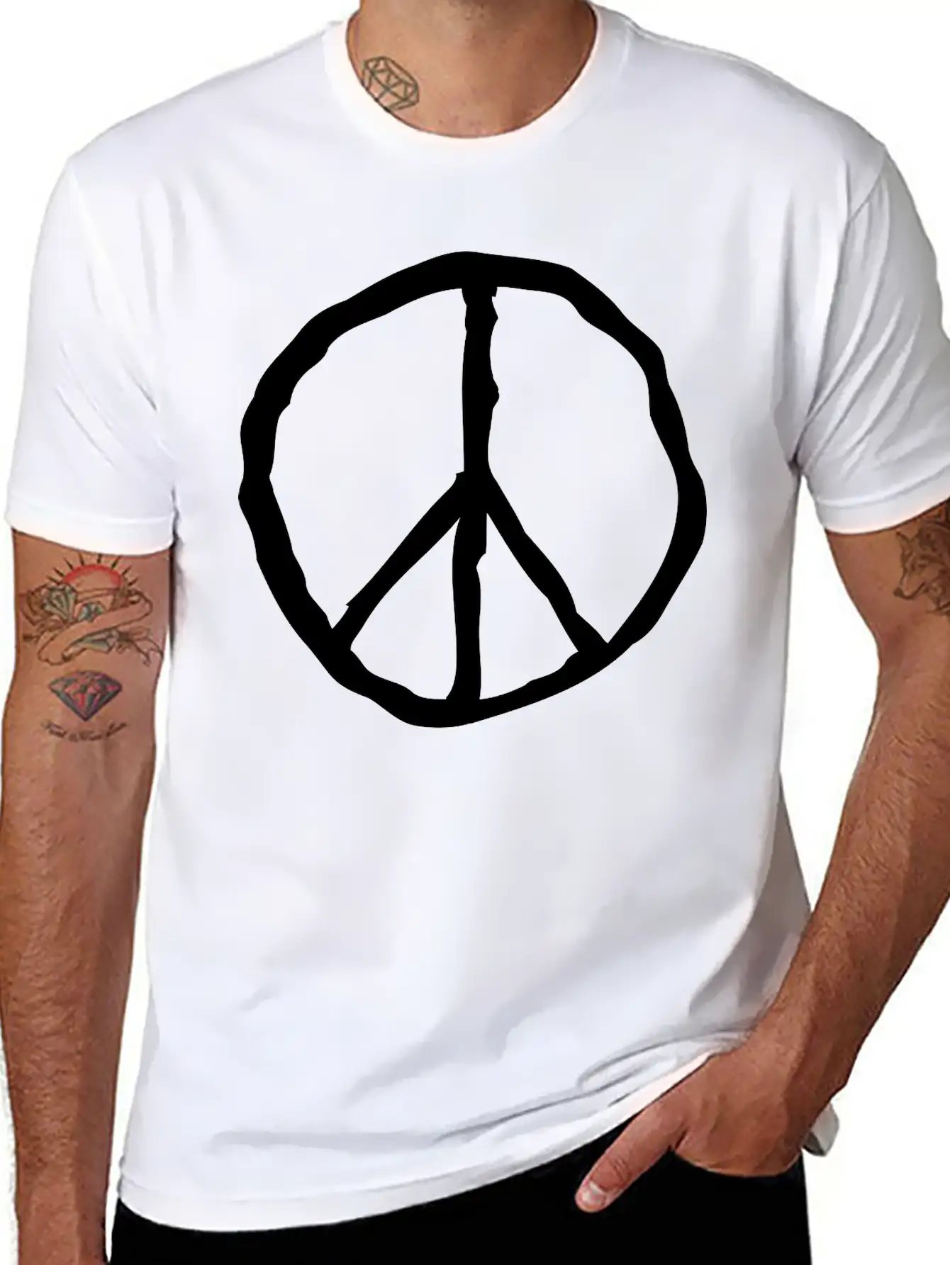 Peace Peace Sign Unisex Short Sleeve Soft Cotton T-Shirt – Casual Everyday Wear