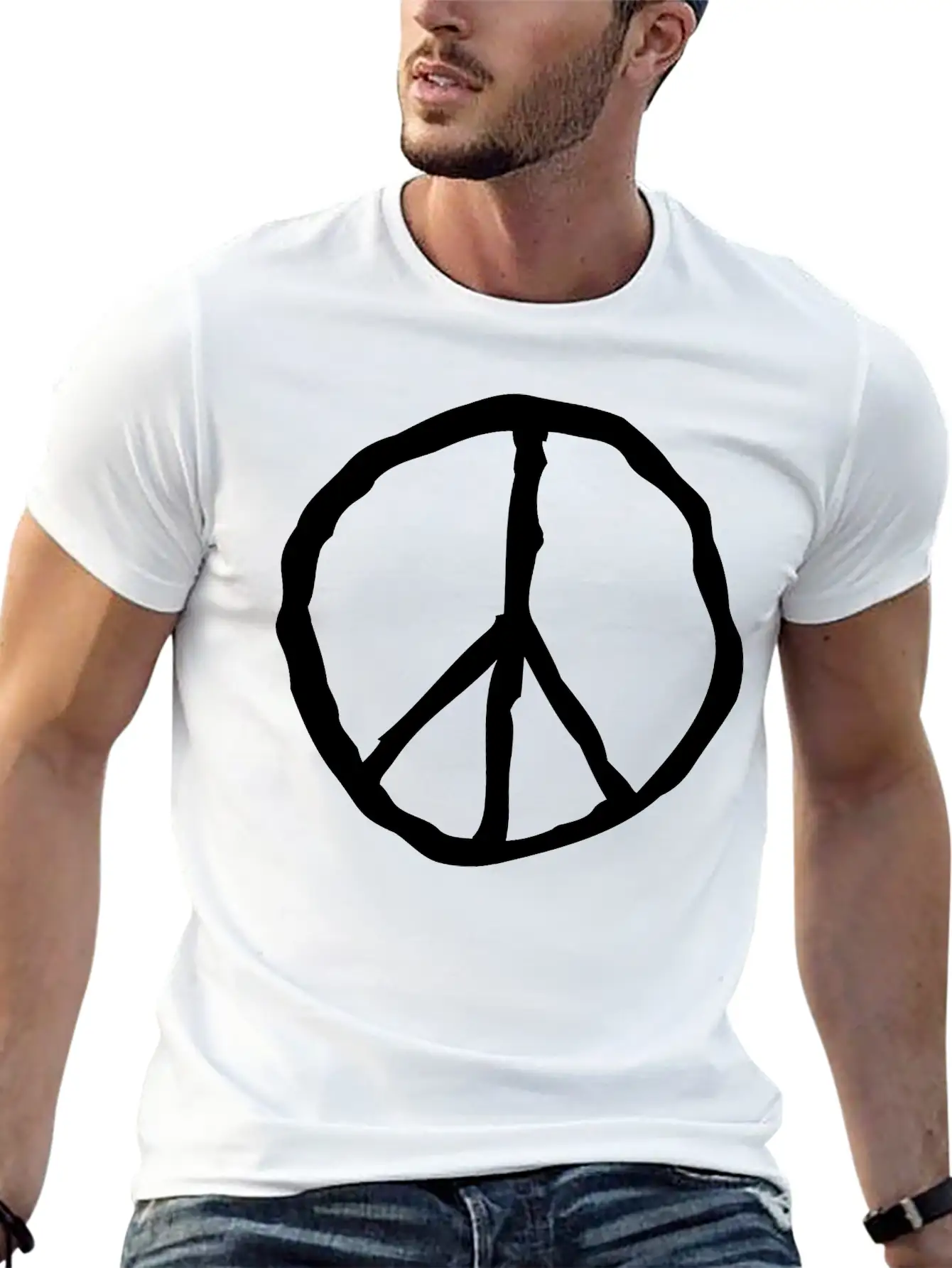 Peace Peace Sign Unisex Short Sleeve Soft Cotton T-Shirt – Casual Everyday Wear