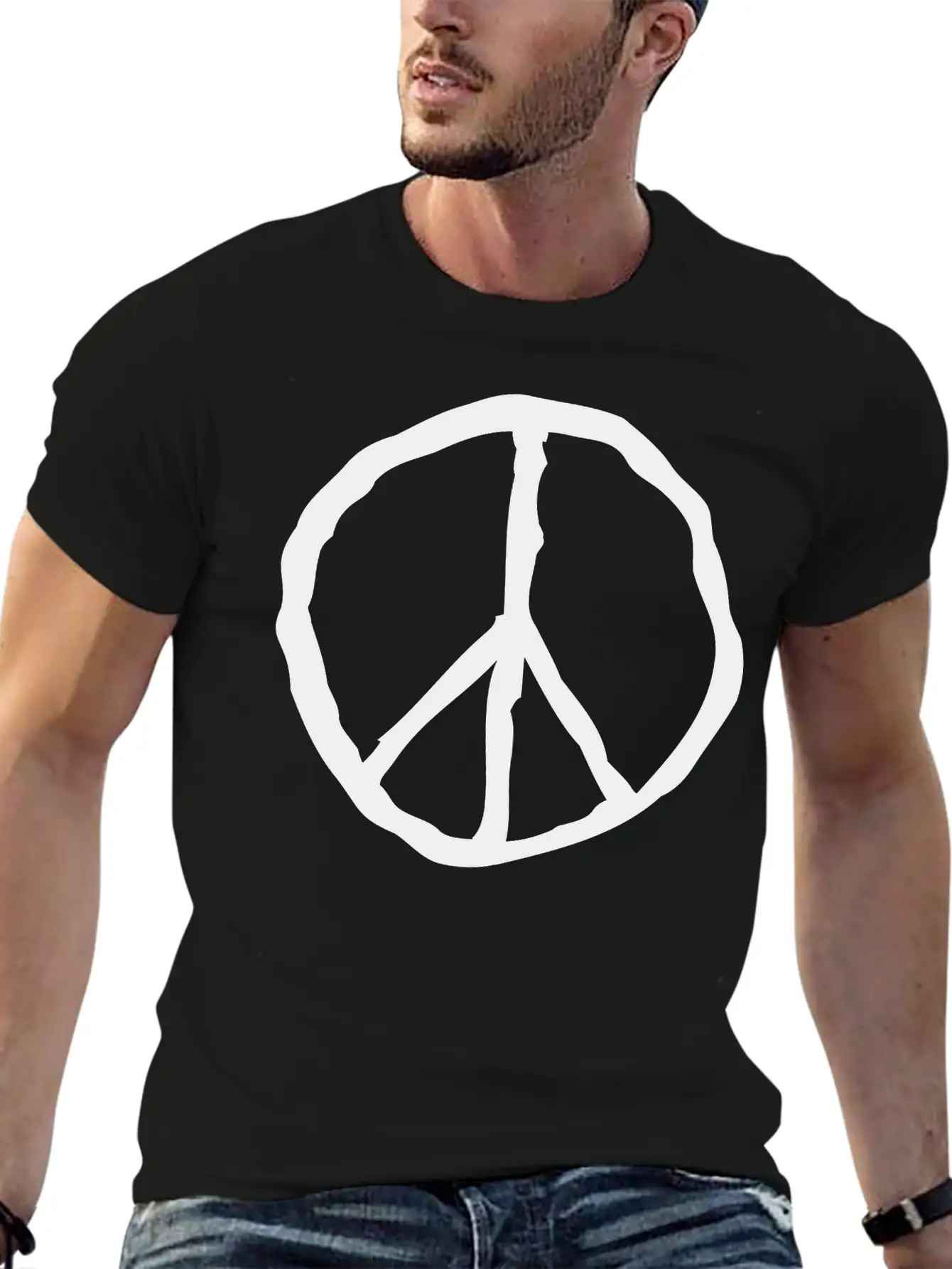 Peace Peace Sign Unisex Short Sleeve Soft Cotton T-Shirt – Casual Everyday Wear