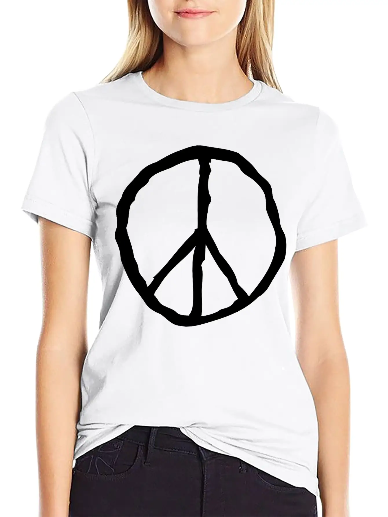 Peace Peace Sign Unisex Short Sleeve Soft Cotton T-Shirt – Casual Everyday Wear