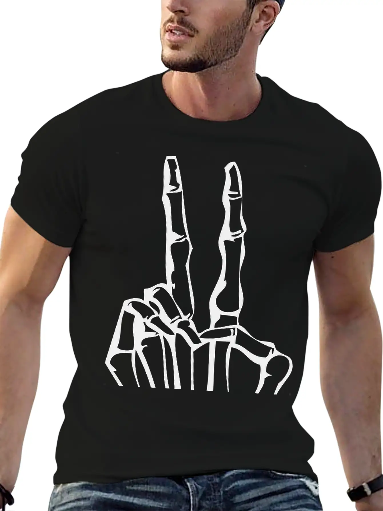 Peace Skull Breathable Graphic T-Shirt – Perfect For Casual Days