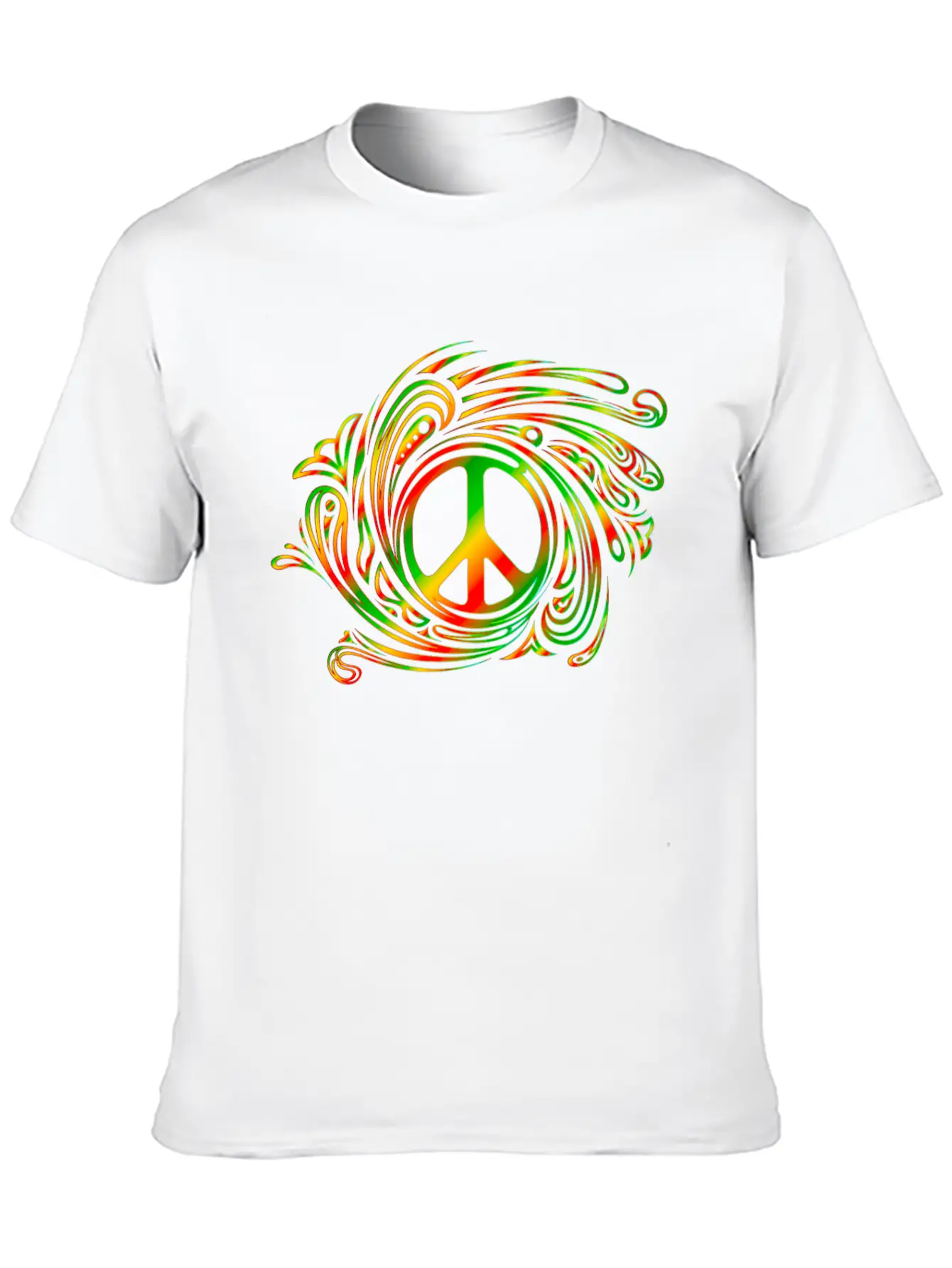 Peace Symbol Red Yellow Green Gradient Colors Classic Fit Graphic Tee For Daily Comfort – Unisex Cotton Shirt