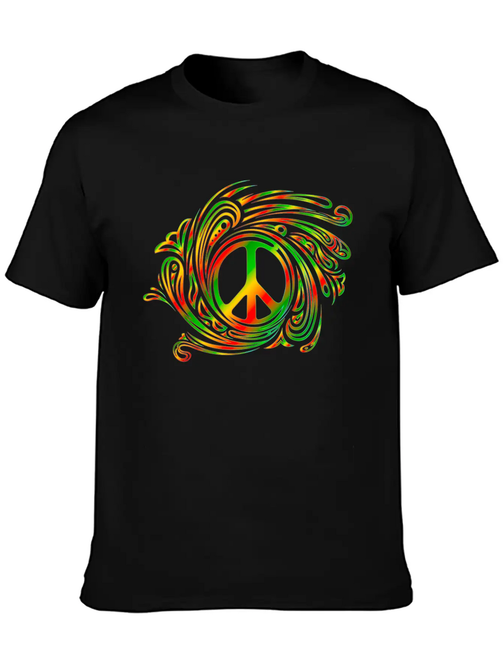 Peace Symbol Red Yellow Green Gradient Colors Classic Fit Graphic Tee For Daily Comfort – Unisex Cotton Shirt