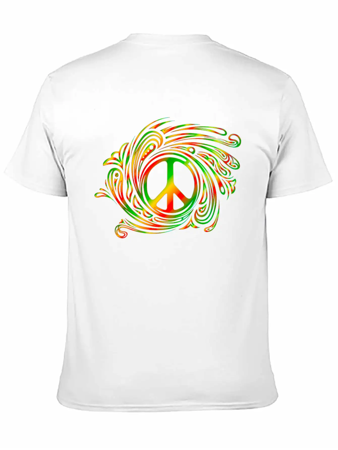 Peace Symbol Red Yellow Green Gradient Colors Classic Fit Graphic Tee For Daily Comfort – Unisex Cotton Shirt