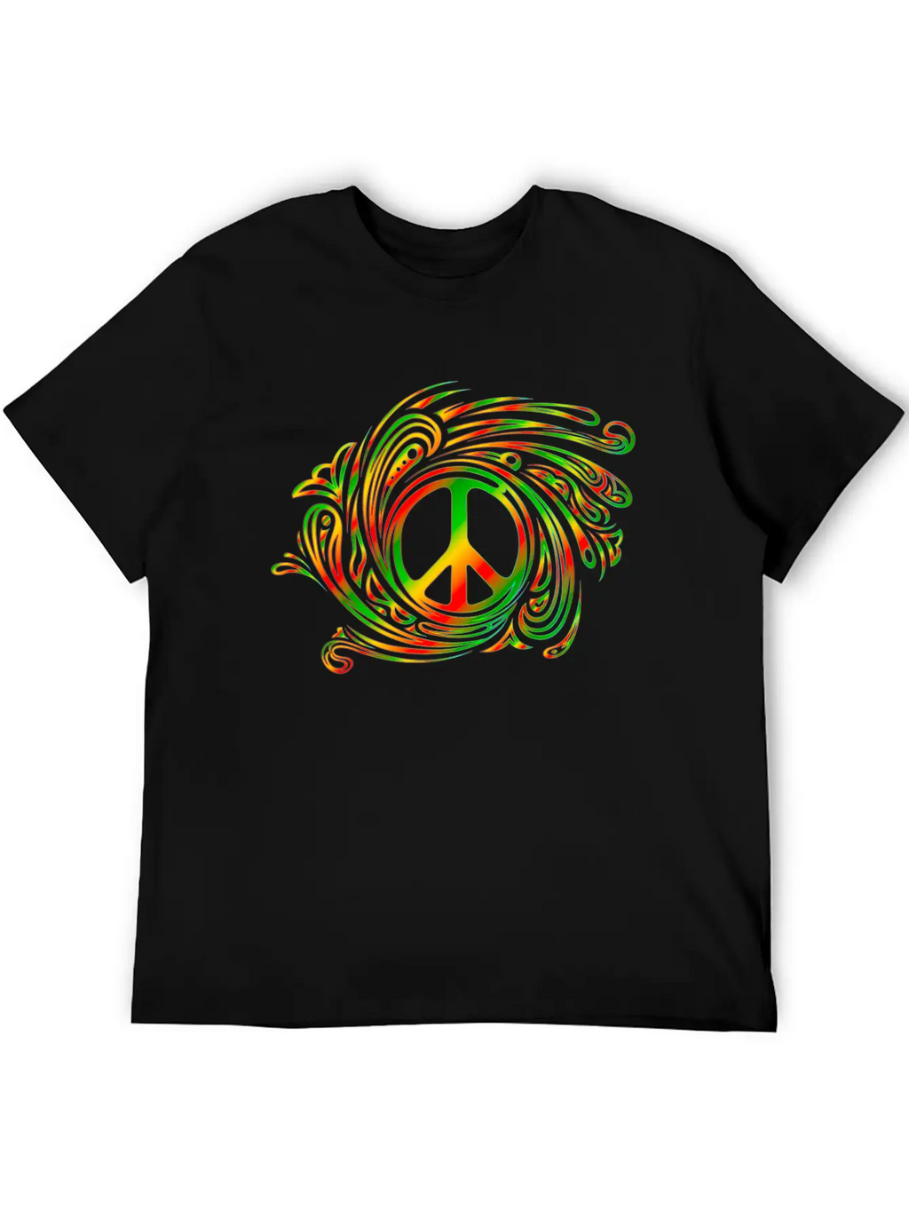 Peace Symbol Red Yellow Green Gradient Colors Classic Fit Graphic Tee For Daily Comfort – Unisex Cotton Shirt