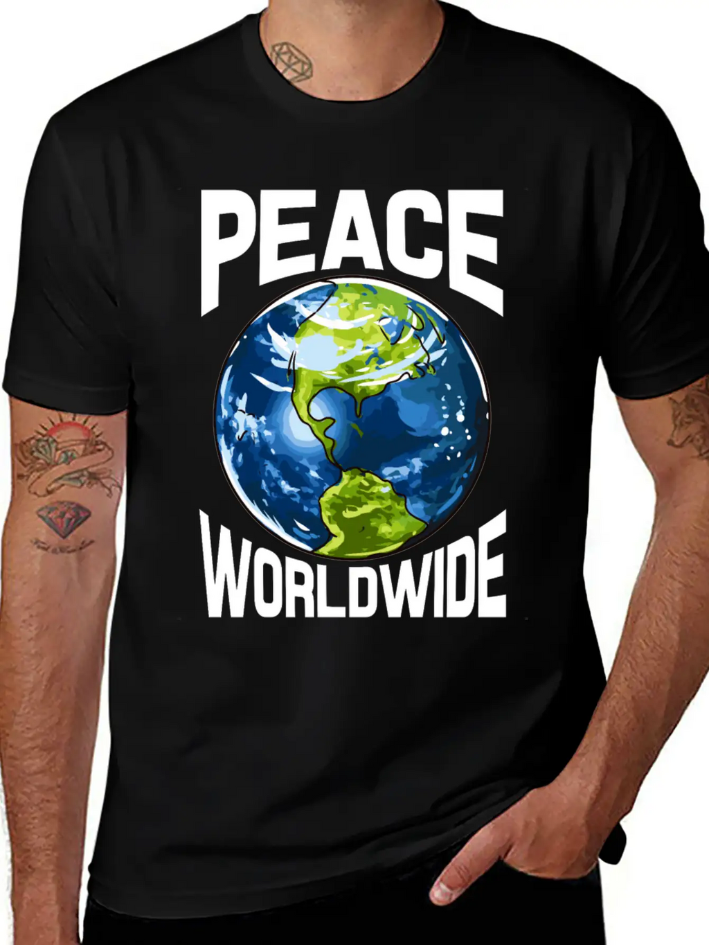 Peace Worldwide Mother Earth Pacifist Hipster Stylish Everyday T-Shirt – Unisex Basic Cotton Tee
