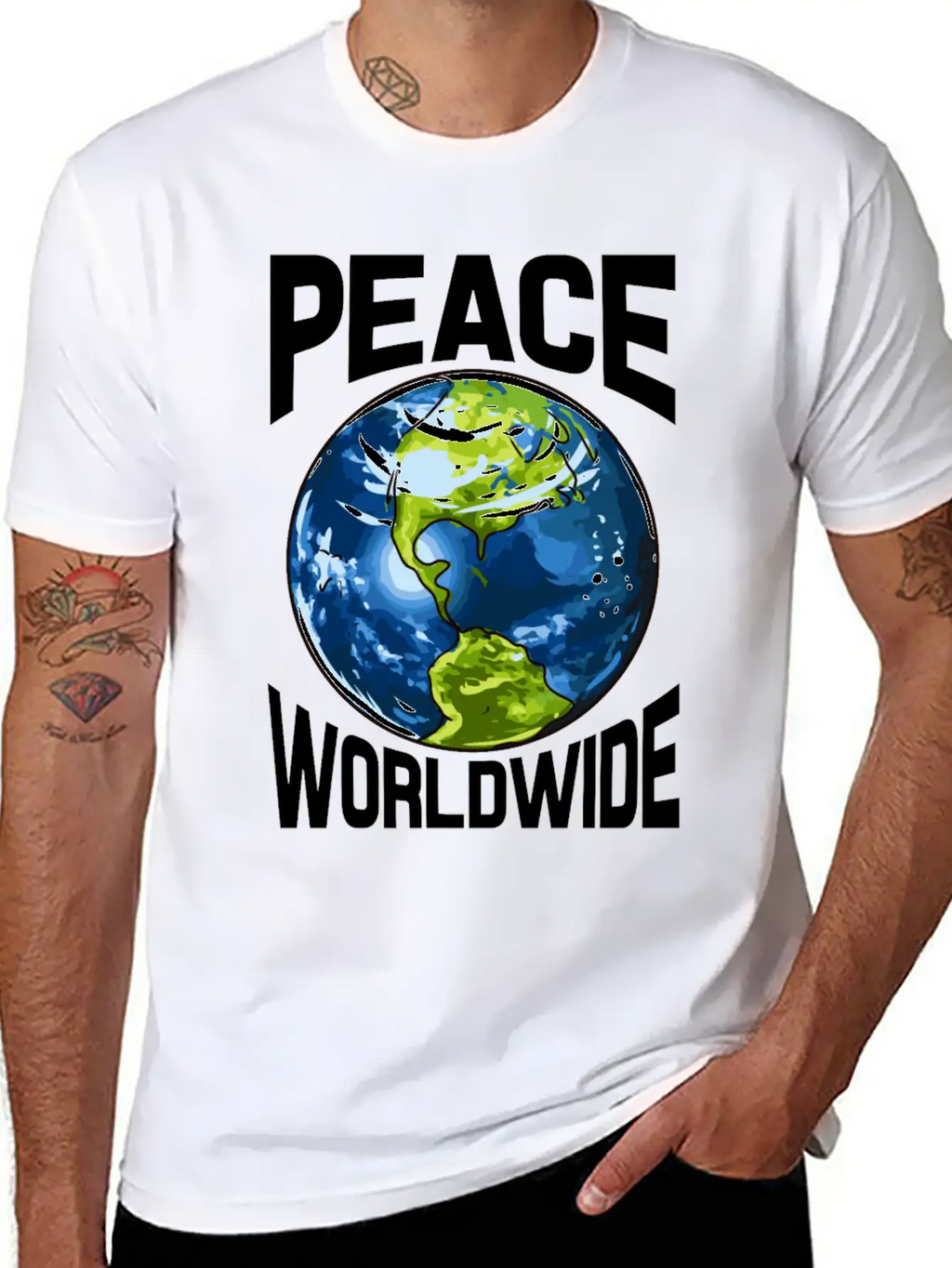 Peace Worldwide Mother Earth Pacifist Hipster Stylish Everyday T-Shirt – Unisex Basic Cotton Tee