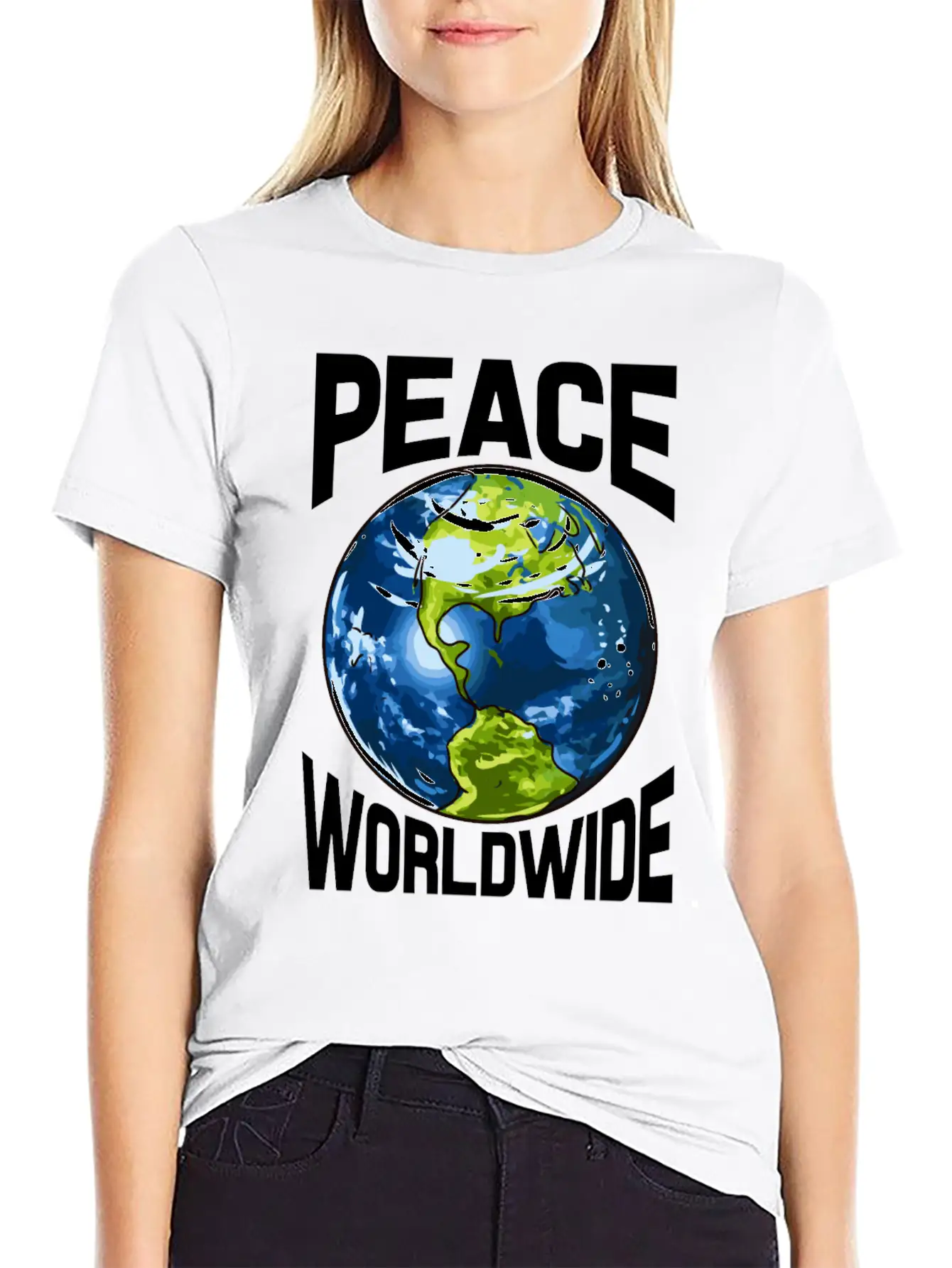 Peace Worldwide Mother Earth Pacifist Hipster Stylish Everyday T-Shirt – Unisex Basic Cotton Tee