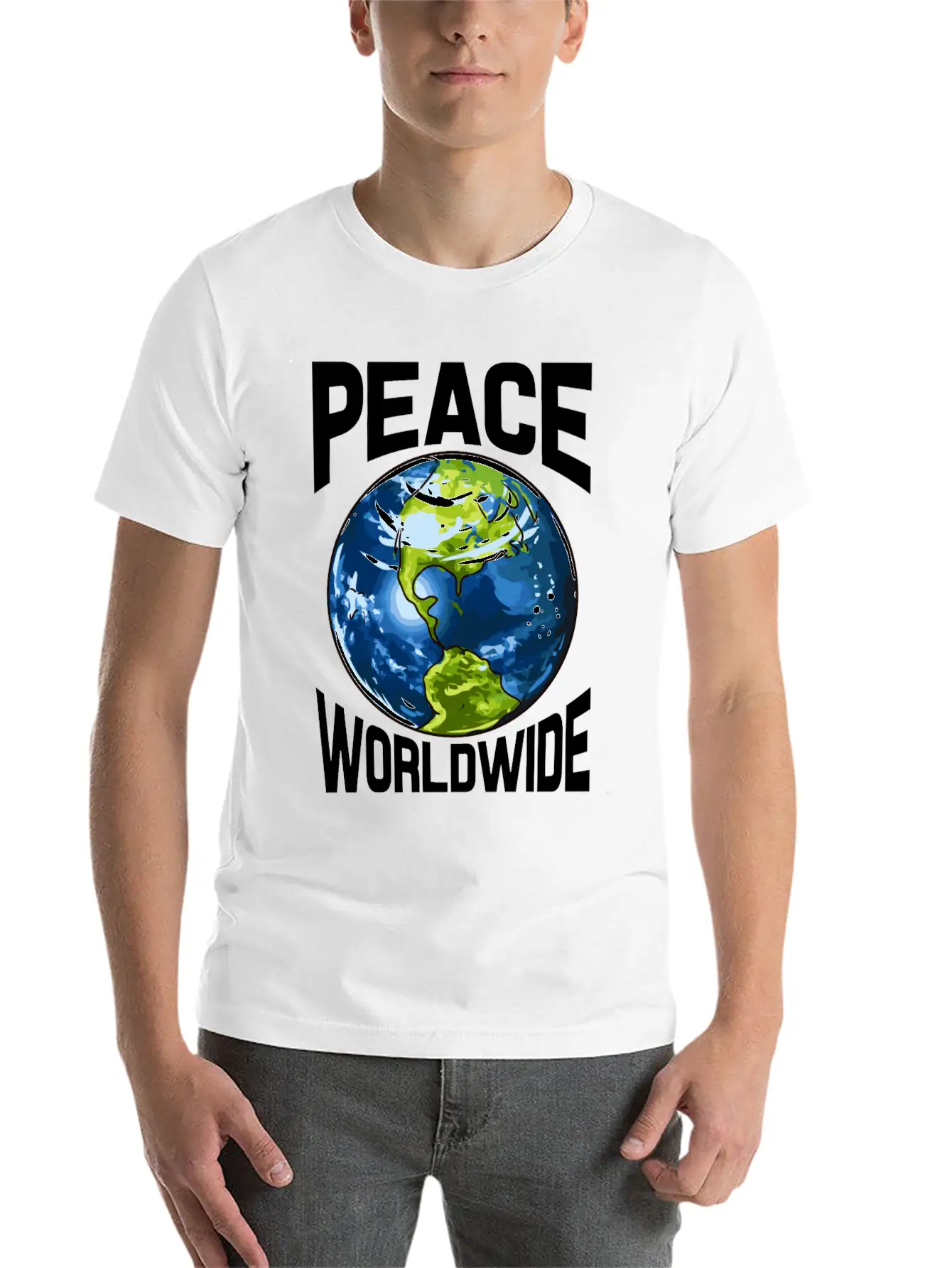 Peace Worldwide Mother Earth Pacifist Hipster Stylish Everyday T-Shirt – Unisex Basic Cotton Tee