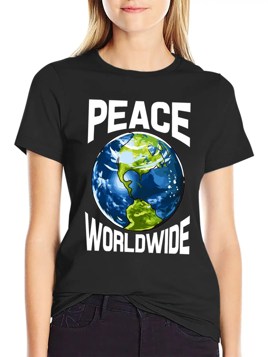 Peace Worldwide Mother Earth Pacifist Hipster Stylish Everyday T-Shirt – Unisex Basic Cotton Tee