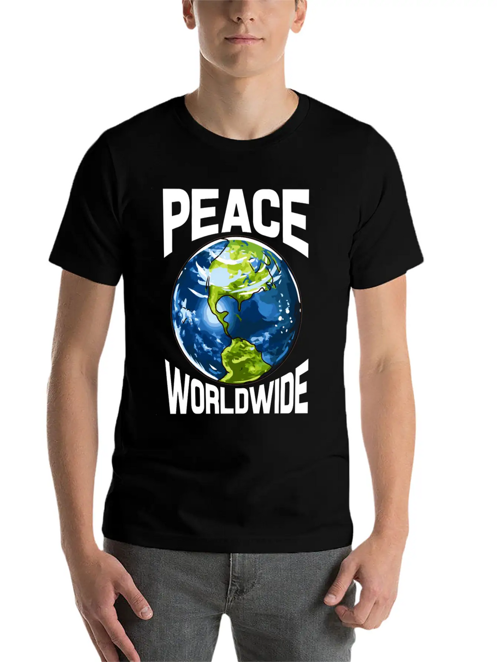 Peace Worldwide Mother Earth Pacifist Hipster Stylish Everyday T-Shirt – Unisex Basic Cotton Tee