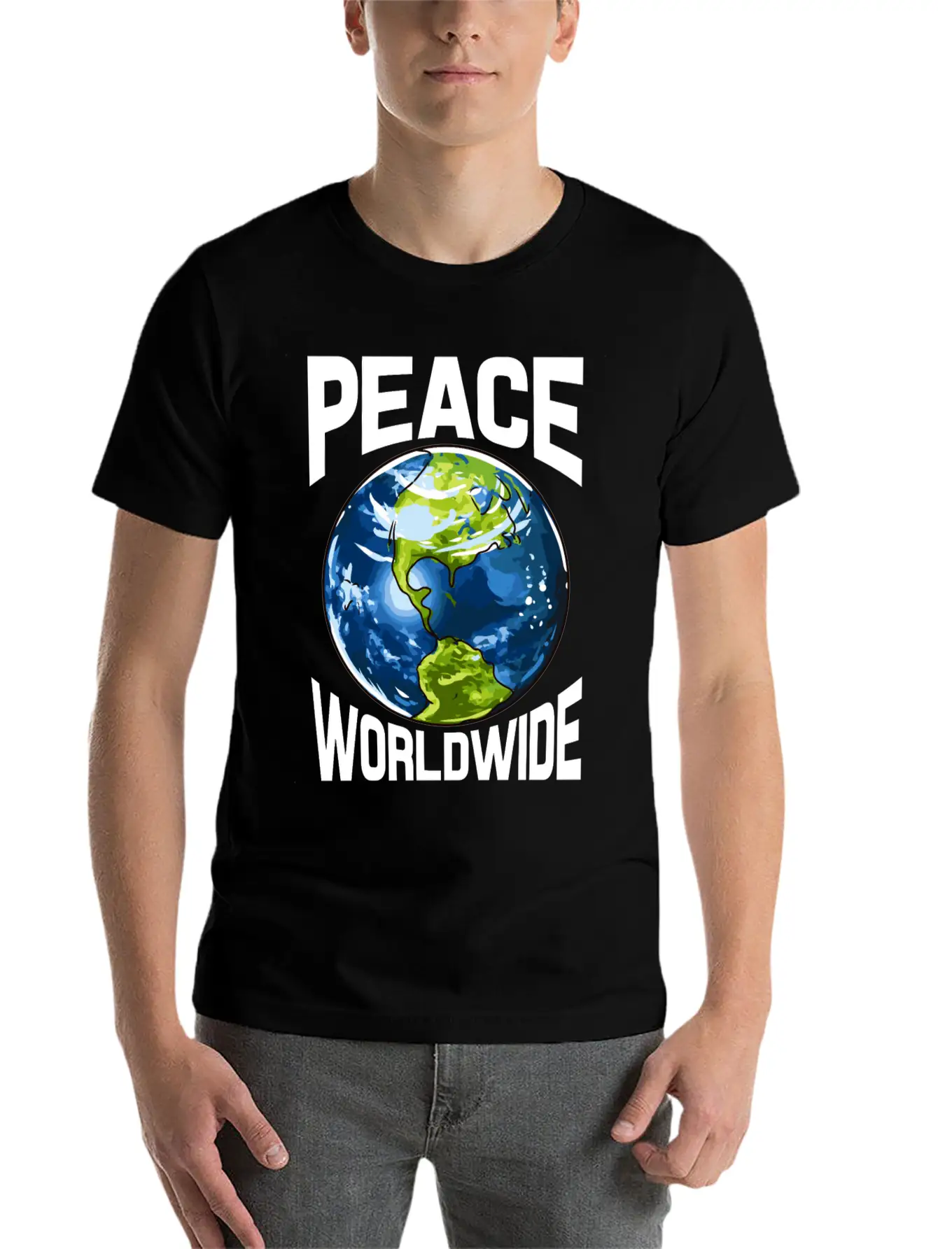 Peace Worldwide Mother Earth Pacifist Hipster Stylish Everyday T-Shirt – Unisex Basic Cotton Tee