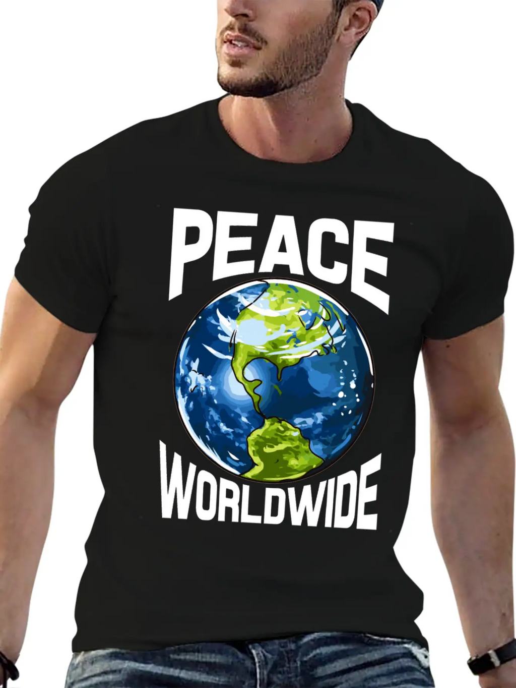 Peace Worldwide Mother Earth Pacifist Hipster Stylish Everyday T-Shirt – Unisex Basic Cotton Tee