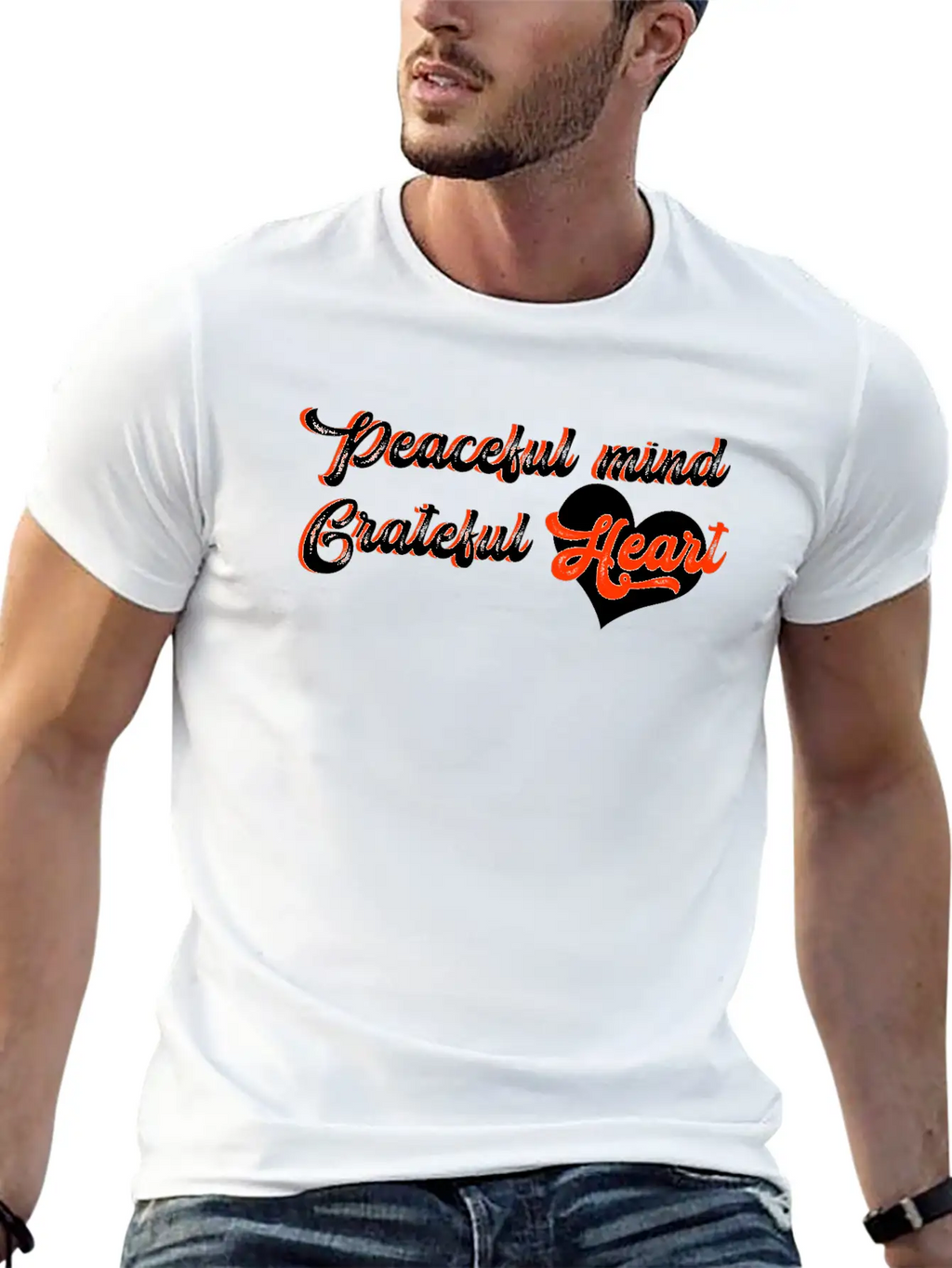 Peaceful Mind Grateful Heart Breathable Soft Cotton T-Shirt – Timeless Casual Look