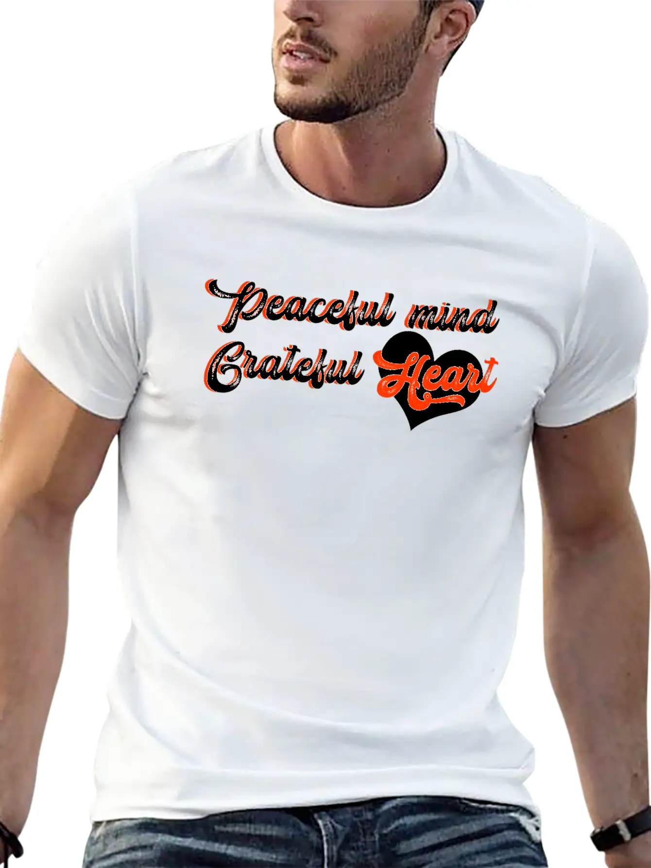 Peaceful Mind Grateful Heart Breathable Soft Cotton T-Shirt – Timeless Casual Look