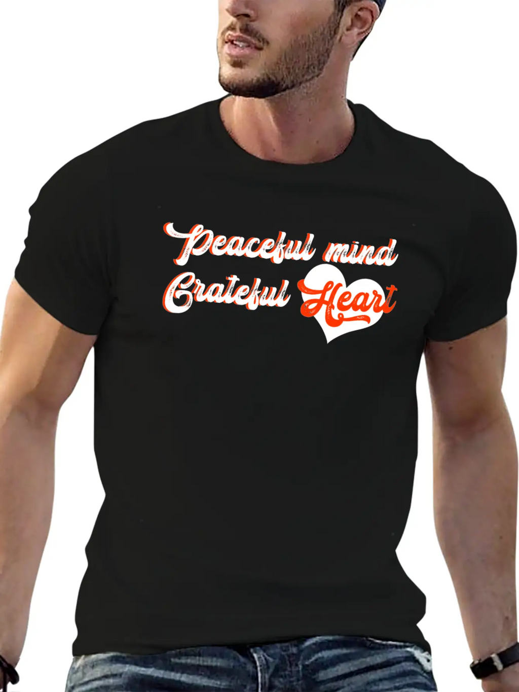 Peaceful Mind Grateful Heart Breathable Soft Cotton T-Shirt – Timeless Casual Look