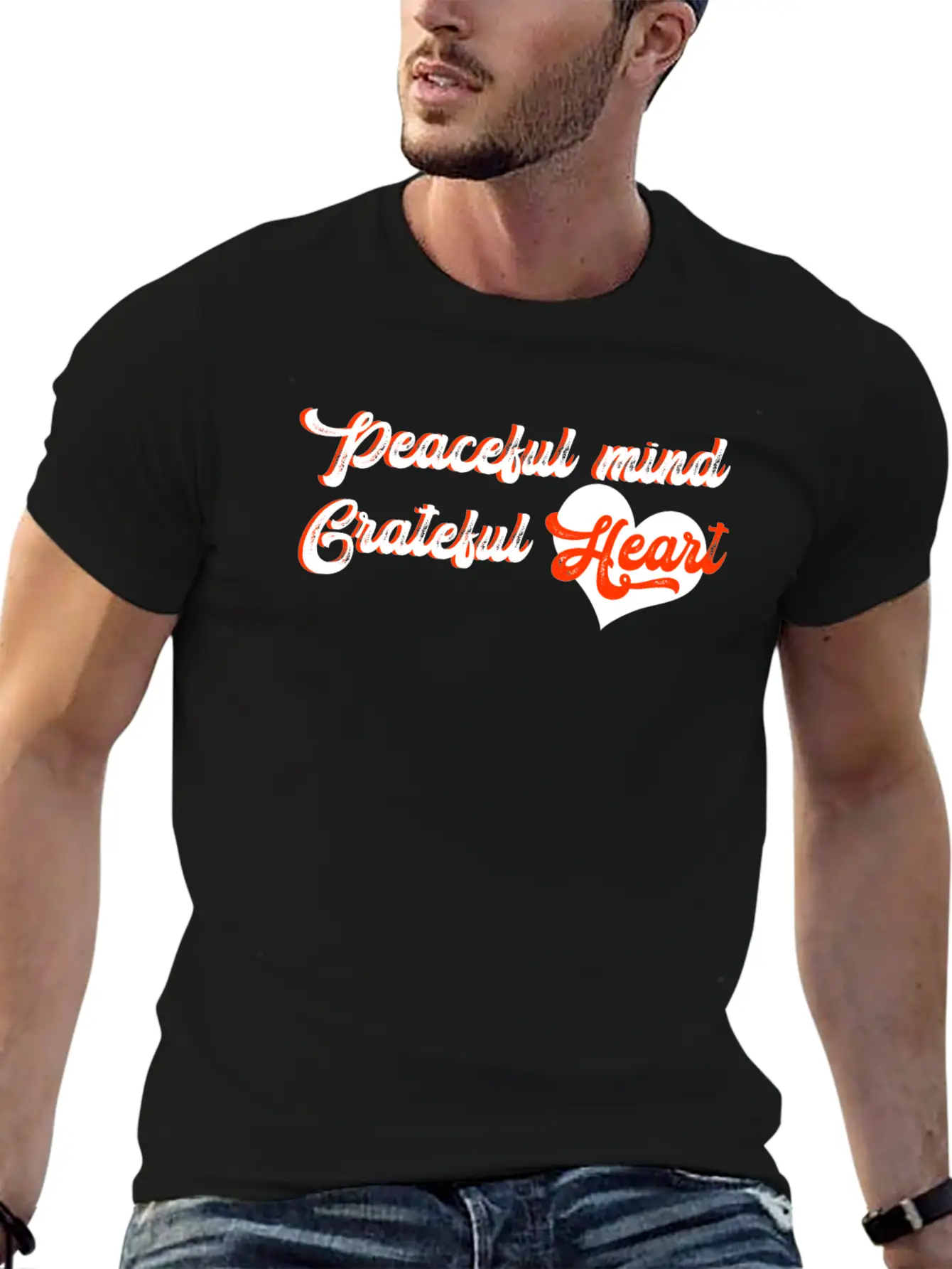 Peaceful Mind Grateful Heart Breathable Soft Cotton T-Shirt – Timeless Casual Look