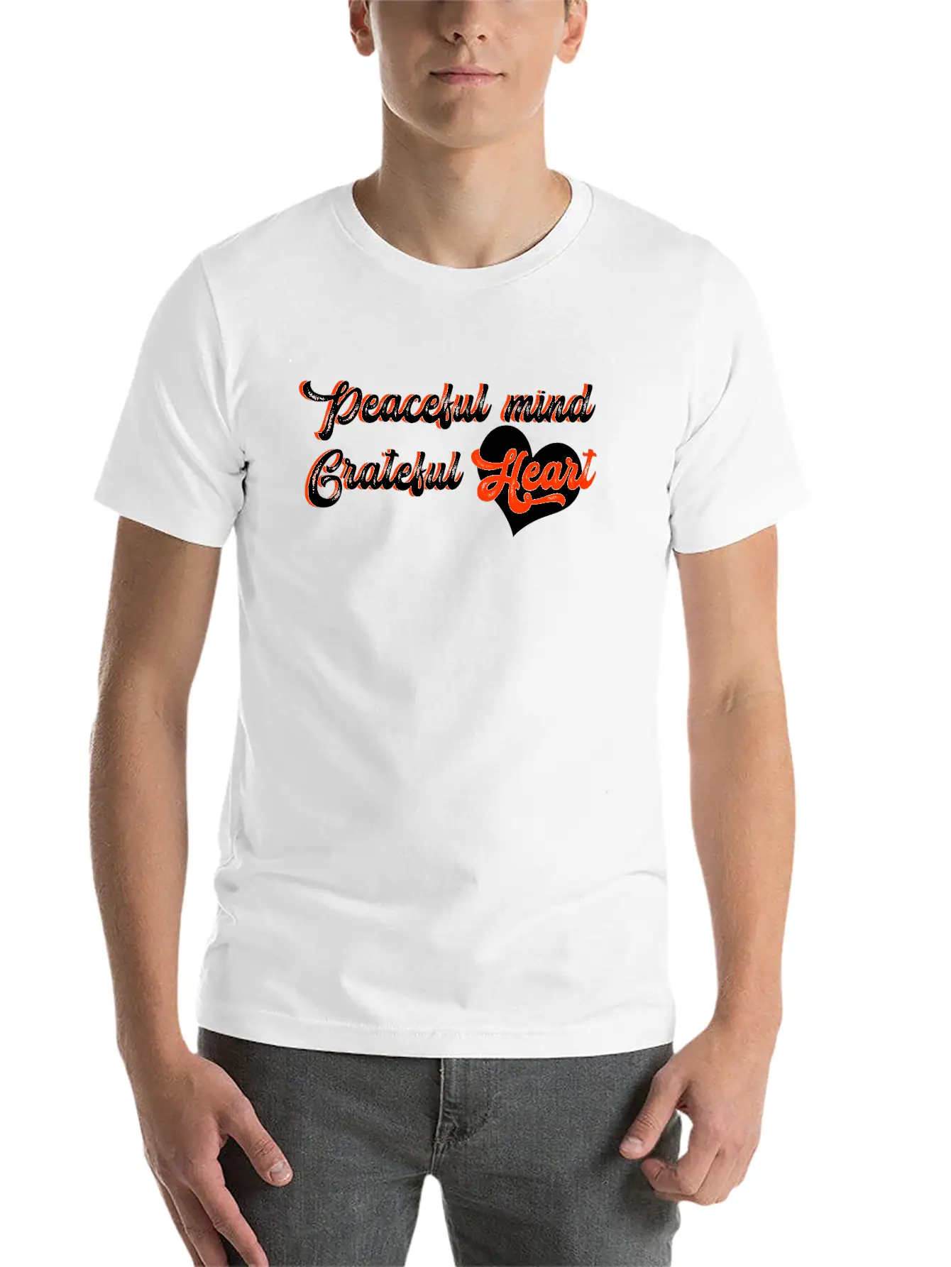 Peaceful Mind Grateful Heart Breathable Soft Cotton T-Shirt – Timeless Casual Look