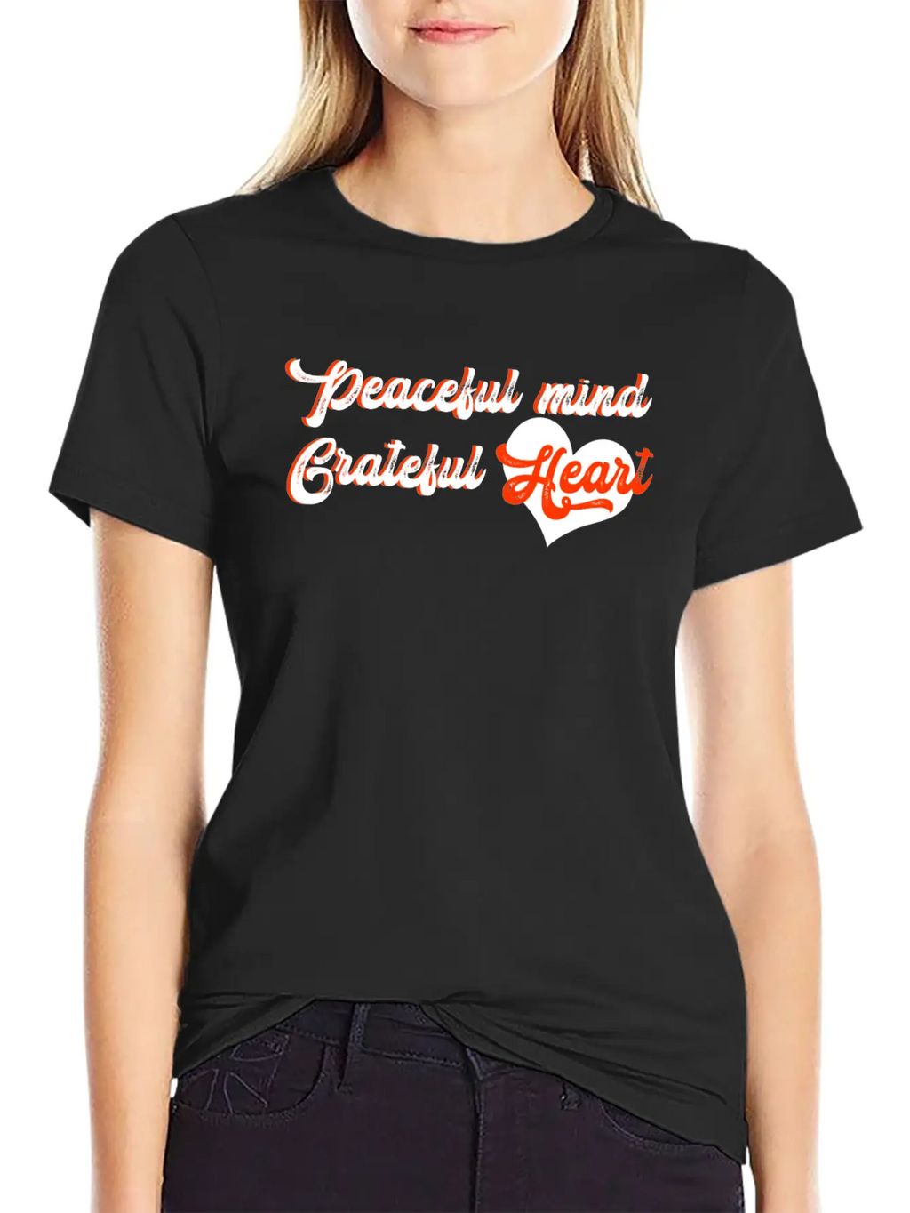 Peaceful Mind Grateful Heart Breathable Soft Cotton T-Shirt – Timeless Casual Look