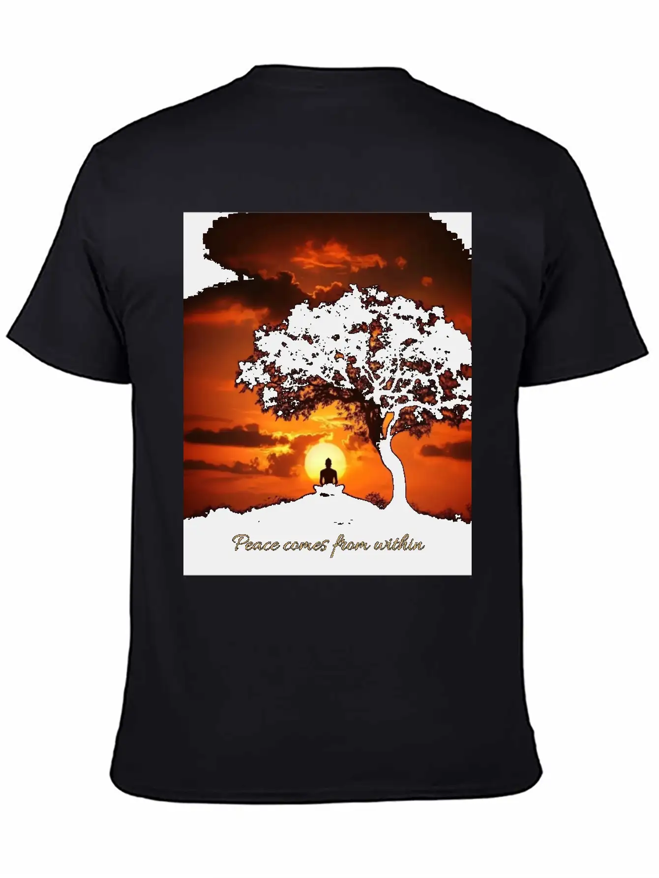 Peaceful Sunset Meditation Stylish Everyday T-Shirt – Unisex Basic Cotton Tee