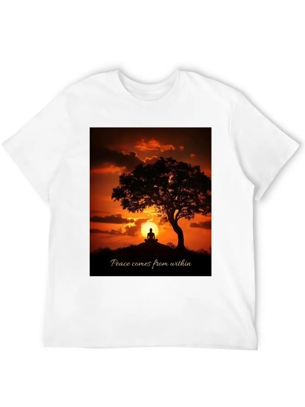 Peaceful Sunset Meditation Stylish Everyday T-Shirt – Unisex Basic Cotton Tee