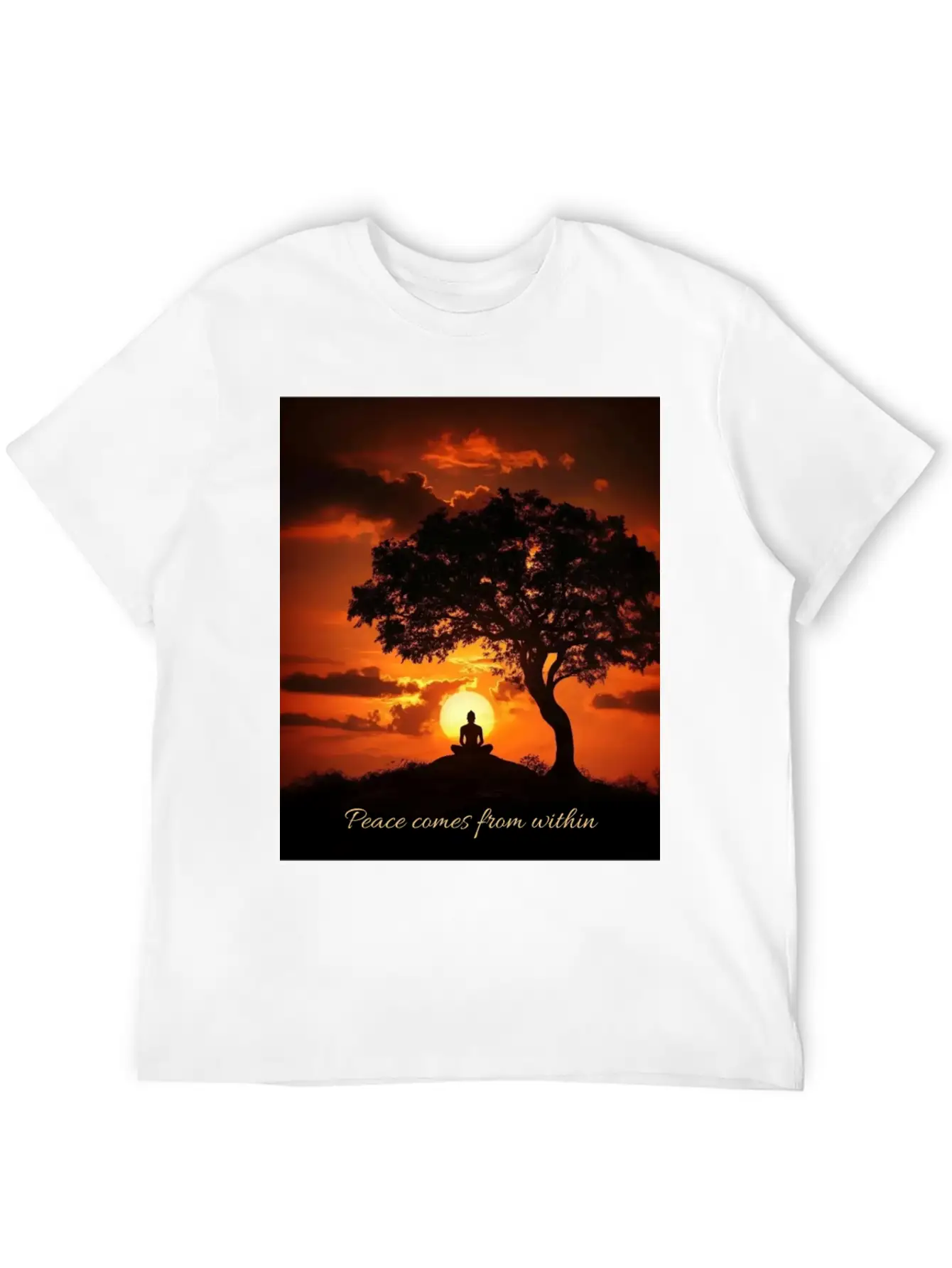 Peaceful Sunset Meditation Stylish Everyday T-Shirt – Unisex Basic Cotton Tee