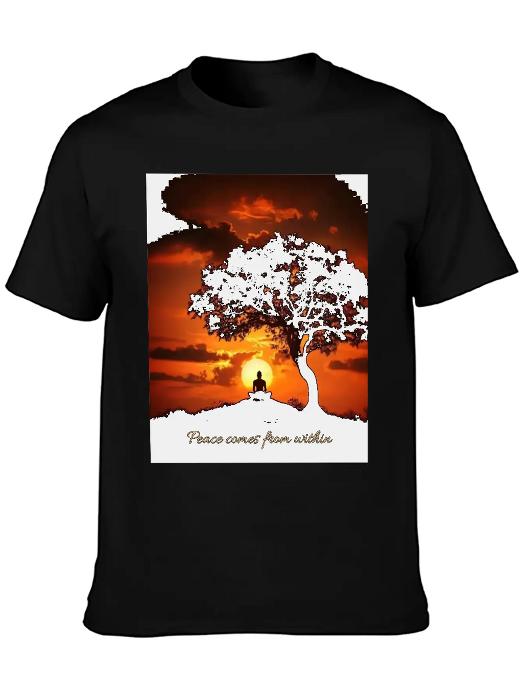 Peaceful Sunset Meditation Stylish Everyday T-Shirt – Unisex Basic Cotton Tee